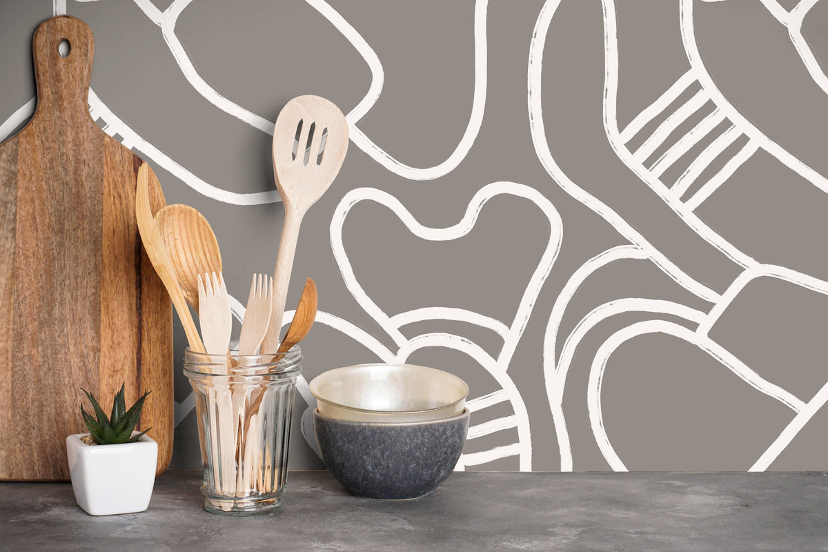 Removable Wallpaper Scandinavian Wallpaper Temporary Wallpaper Vintage Wallpaper Peel and Stick Wallpaper Wall / Abstract Gray - X109