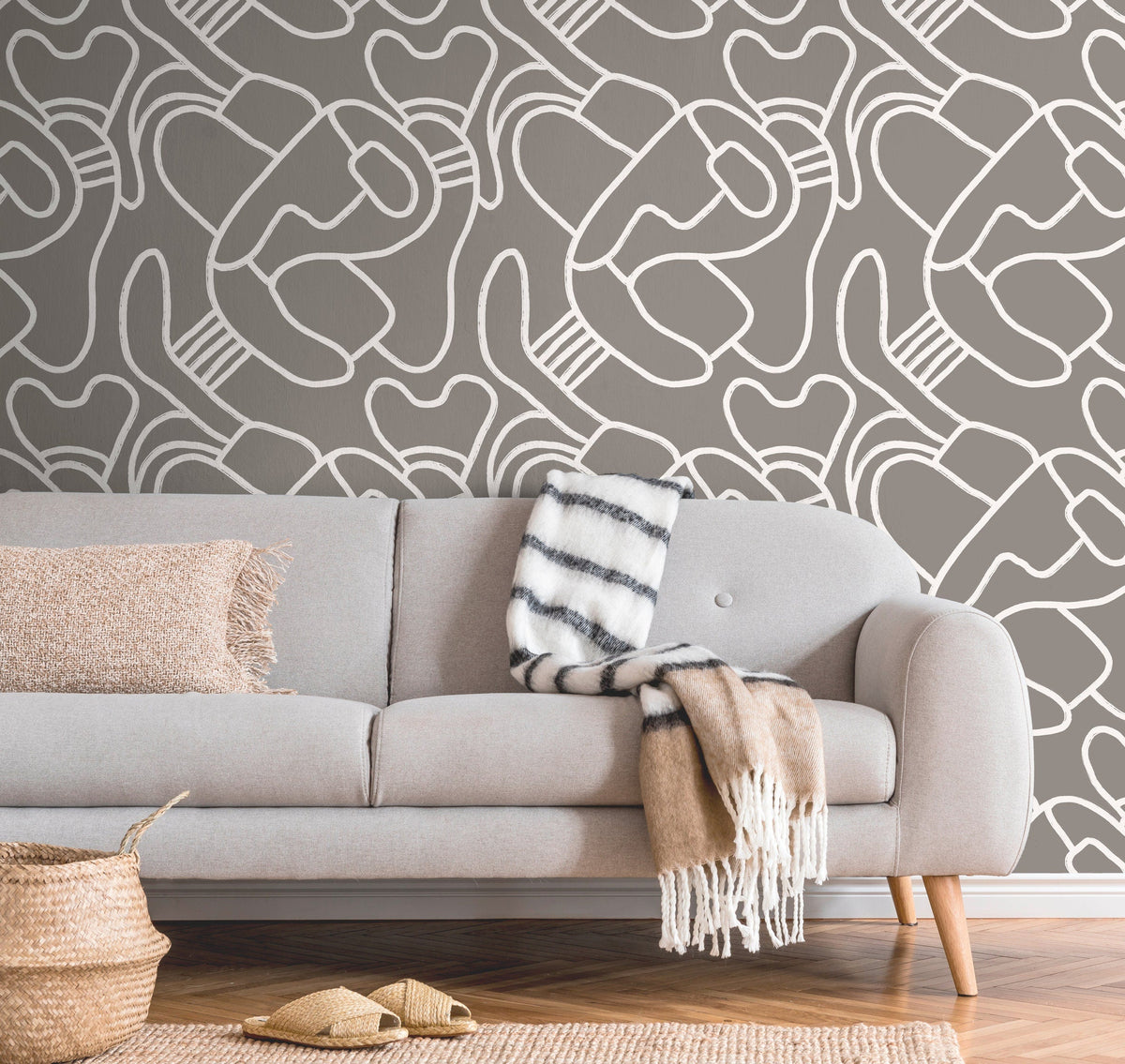 Removable Wallpaper Scandinavian Wallpaper Temporary Wallpaper Vintage Wallpaper Peel and Stick Wallpaper Wall / Abstract Gray - X109
