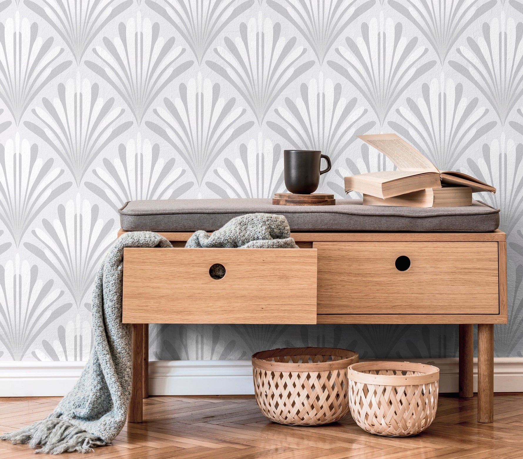 Wallpaper Peel and Stick Wallpaper Removable Wallpaper Home Decor Wall Art Wall Decor Room Decor / Gray Art Deco Wallpaper - X136