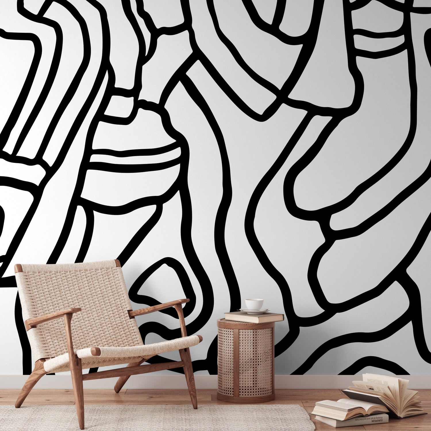 Wallpaper Peel and Stick Wallpaper Removable Wallpaper Home Decor Wall Art Wall Decor Room Decor / Black and White Abstract Wallpaper - X145