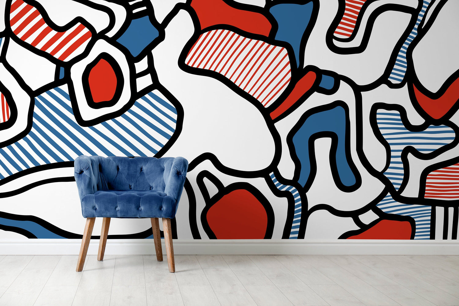 Wallpaper Peel and Stick Wallpaper Removable Wallpaper Home Decor Wall Art Wall Decor Room Decor / Blue and Red Abstract Wallpaper - X146