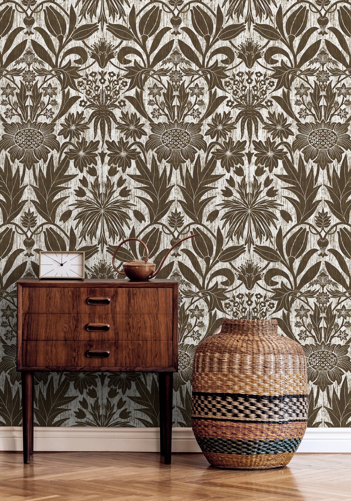 Wallpaper Peel and Stick Wallpaper Removable Wallpaper Home Decor Wall Art Wall Decor Room Decor / Brown Art Nouveau Wallpaper - X174