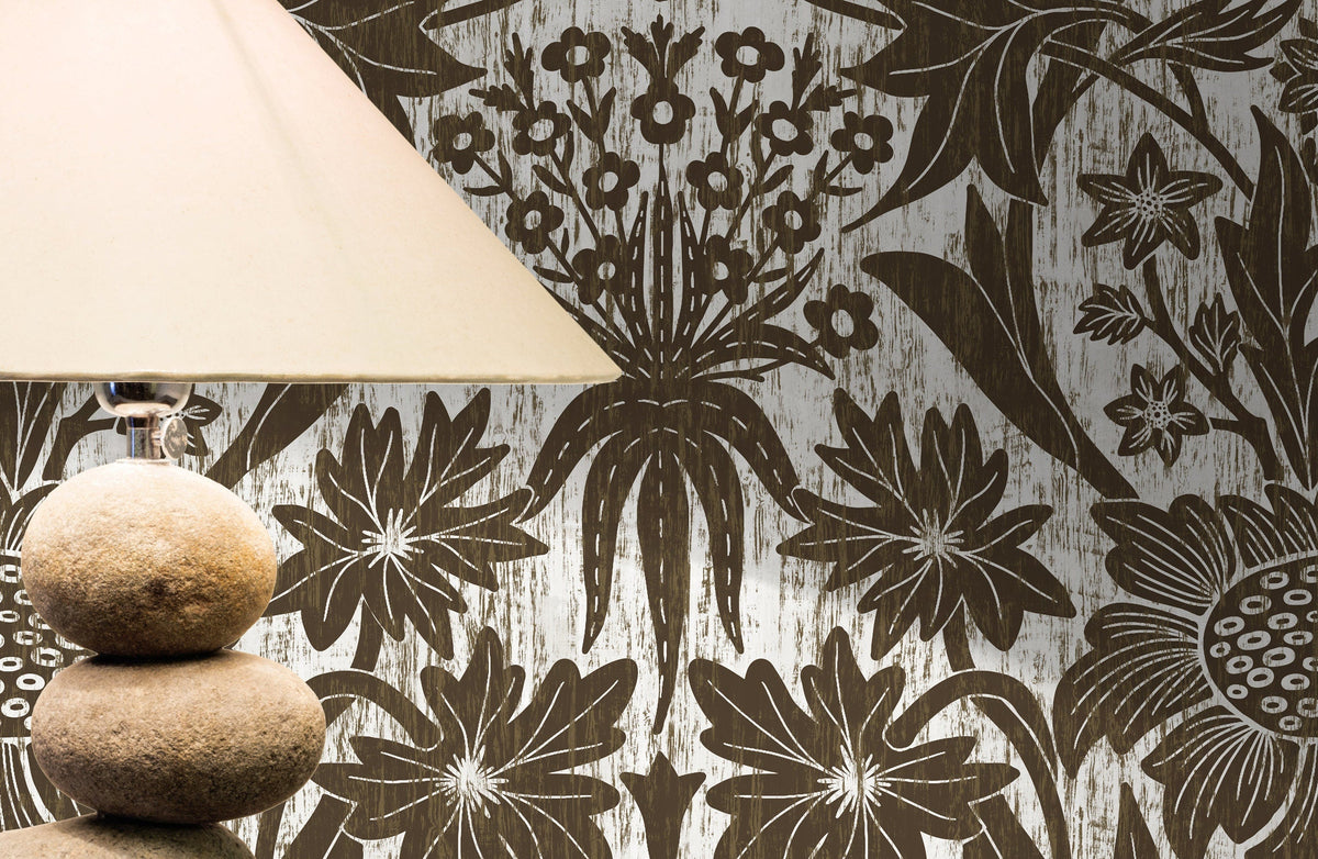 Wallpaper Peel and Stick Wallpaper Removable Wallpaper Home Decor Wall Art Wall Decor Room Decor / Brown Art Nouveau Wallpaper - X174