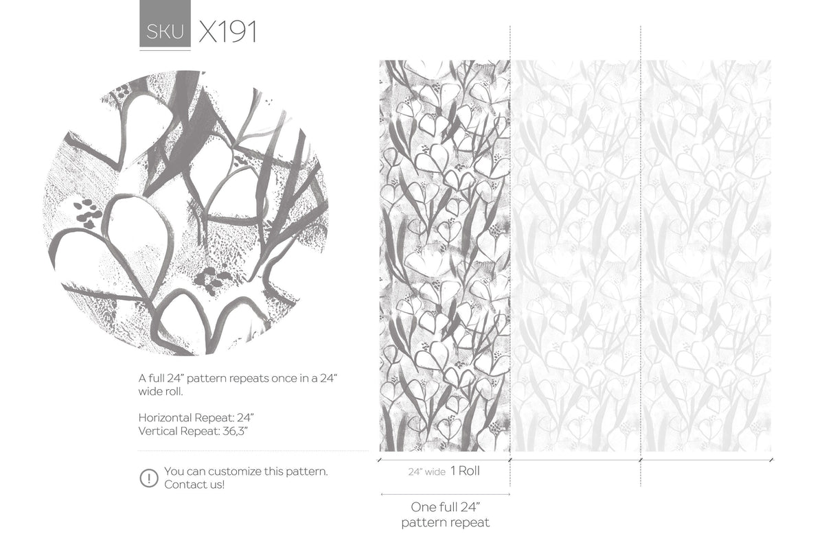 Wallpaper Peel and Stick Wallpaper Removable Wallpaper Home Decor Wall Art Wall Decor Room Decor / Black and White Floral Wallpaper - X191