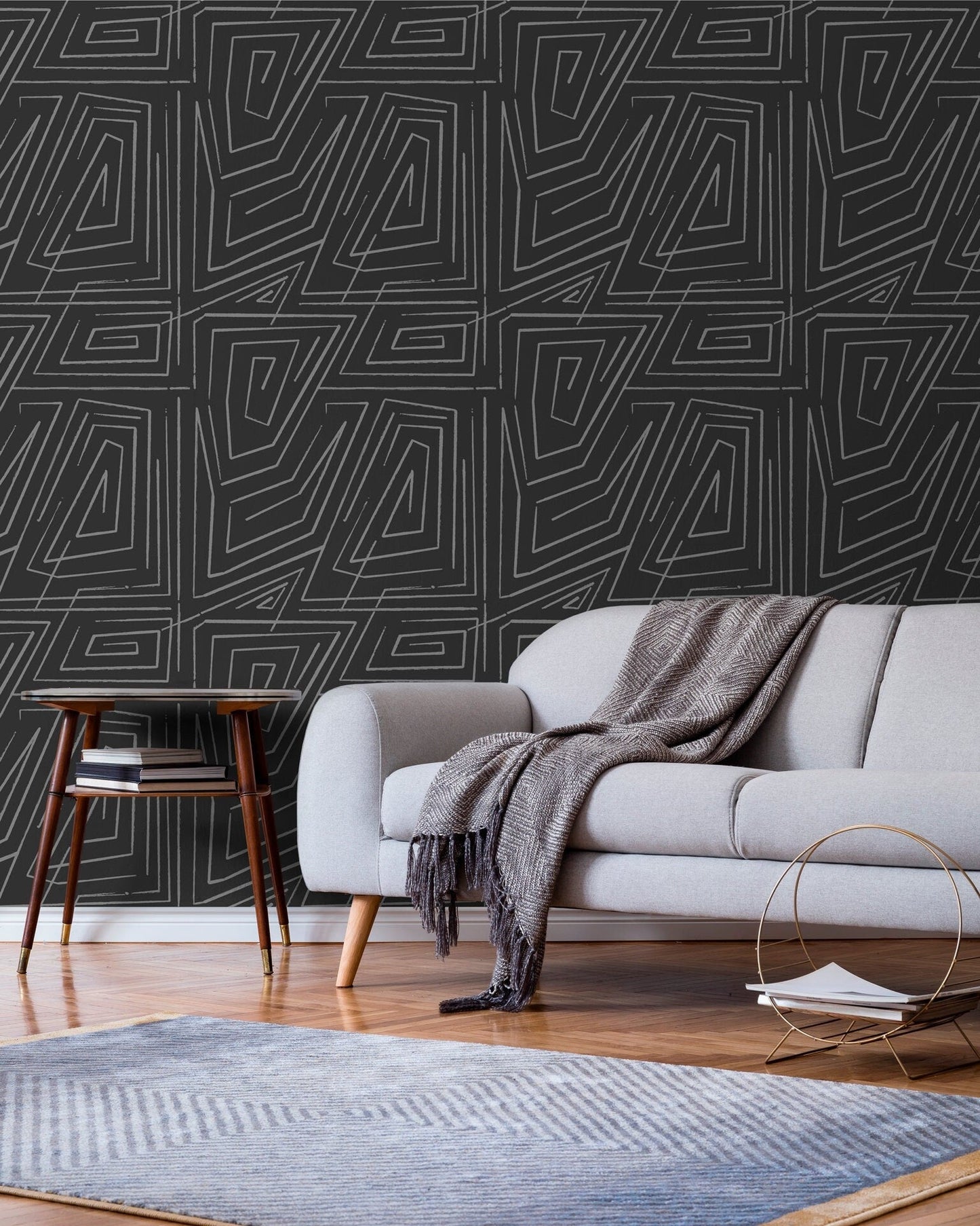 Wallpaper Peel and Stick Wallpaper Removable Wallpaper Home Decor Wall Art Wall Decor Room Decor / Gray and White Abstract Wallpaper - C529
