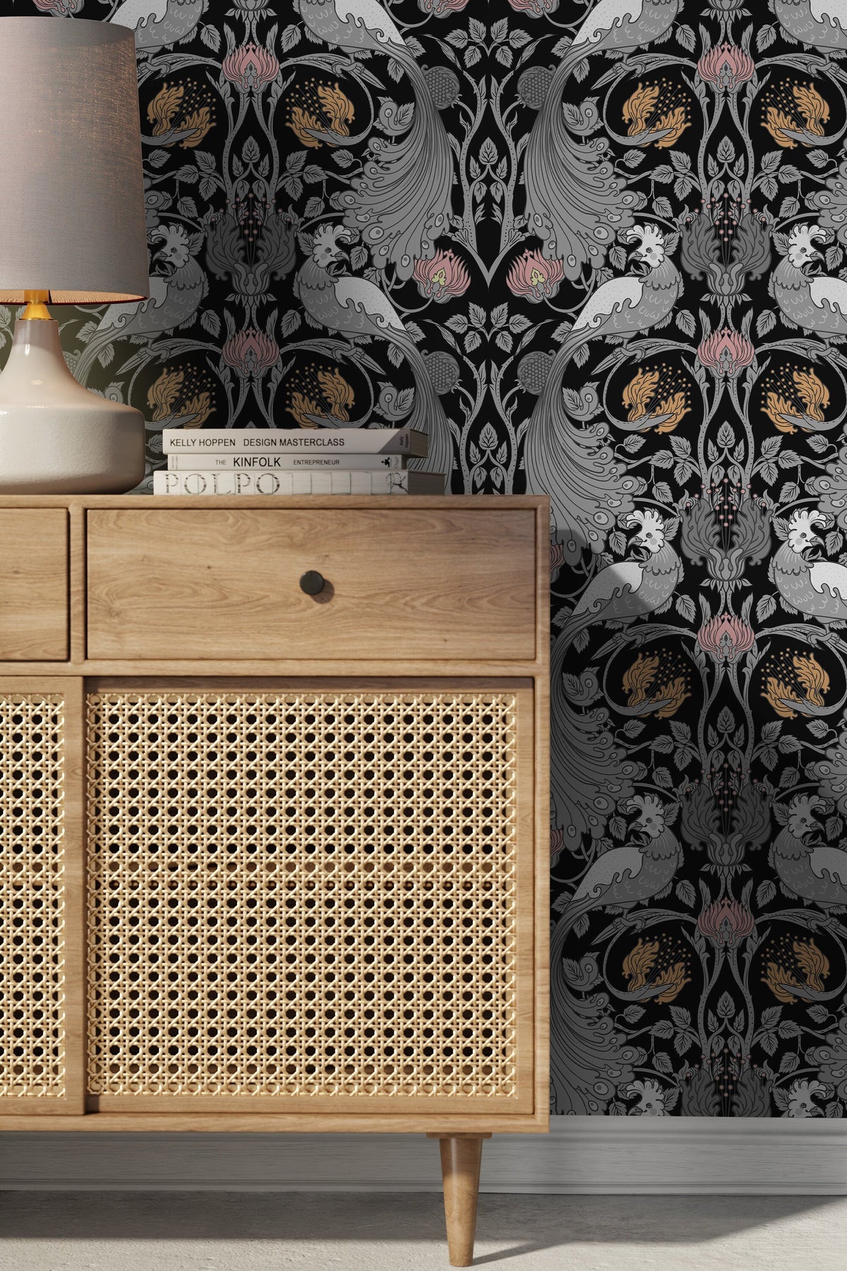 Gray Bird William Morris Wallpaper / Peel and Stick Wallpaper Removable Wallpaper Home Decor Wall Art Wall Decor Room Decor - D005