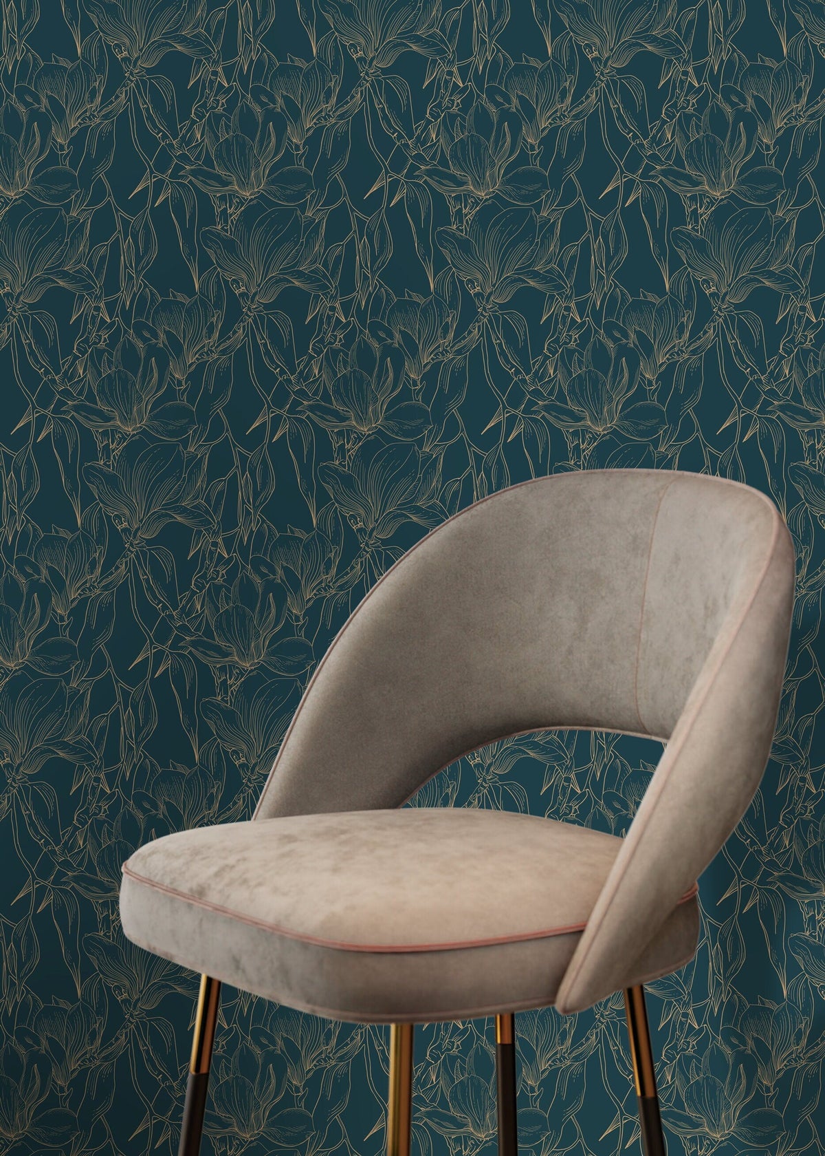 Dark Vintage Floral Wallpaper / Peel and Stick Wallpaper Removable Wallpaper Home Decor Wall Art Wall Decor Room Decor - D027