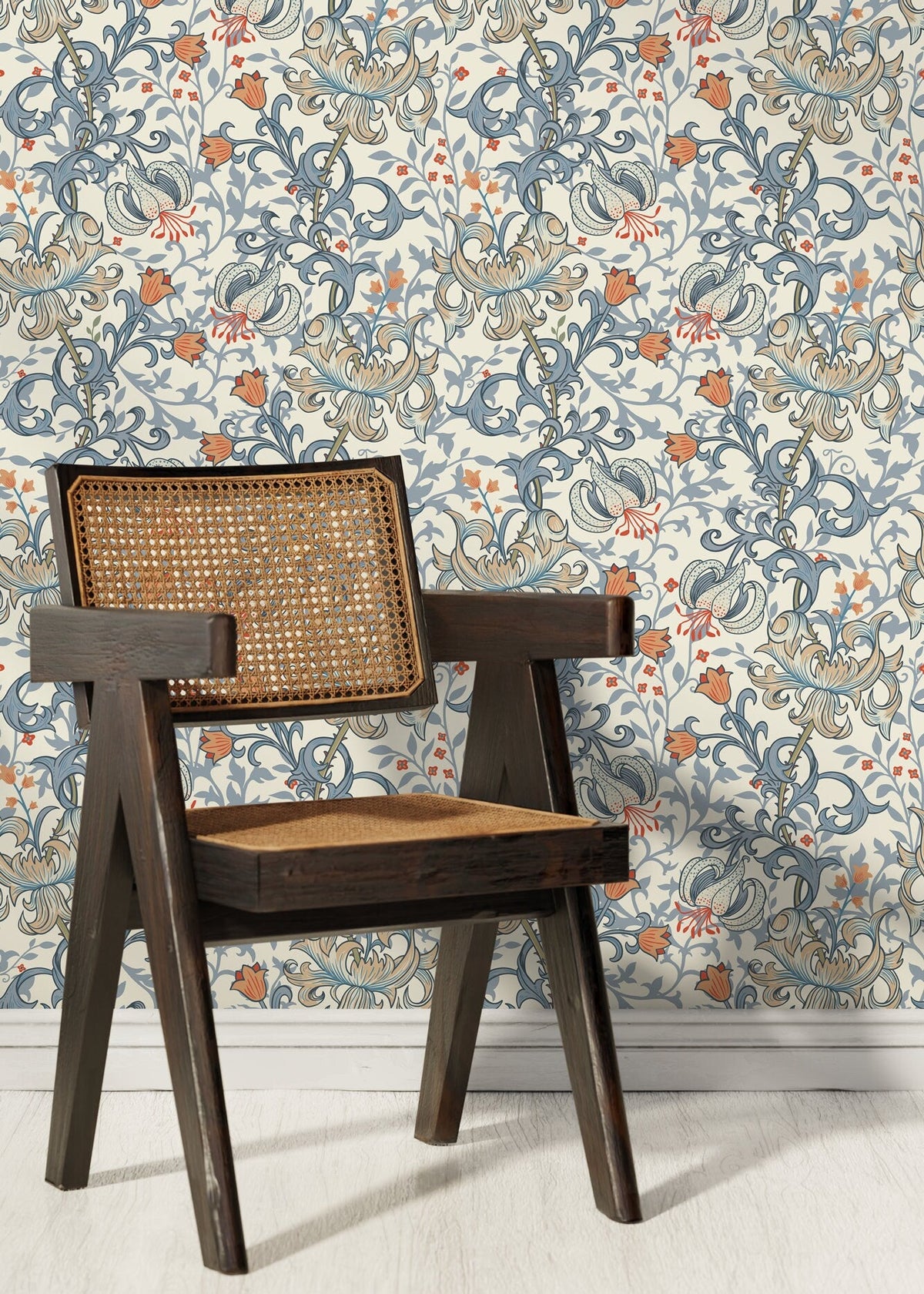 Floral William Morris Wallpaper / Peel and Stick Wallpaper Removable Wallpaper Home Decor Wall Art Wall Decor Room Decor - D031