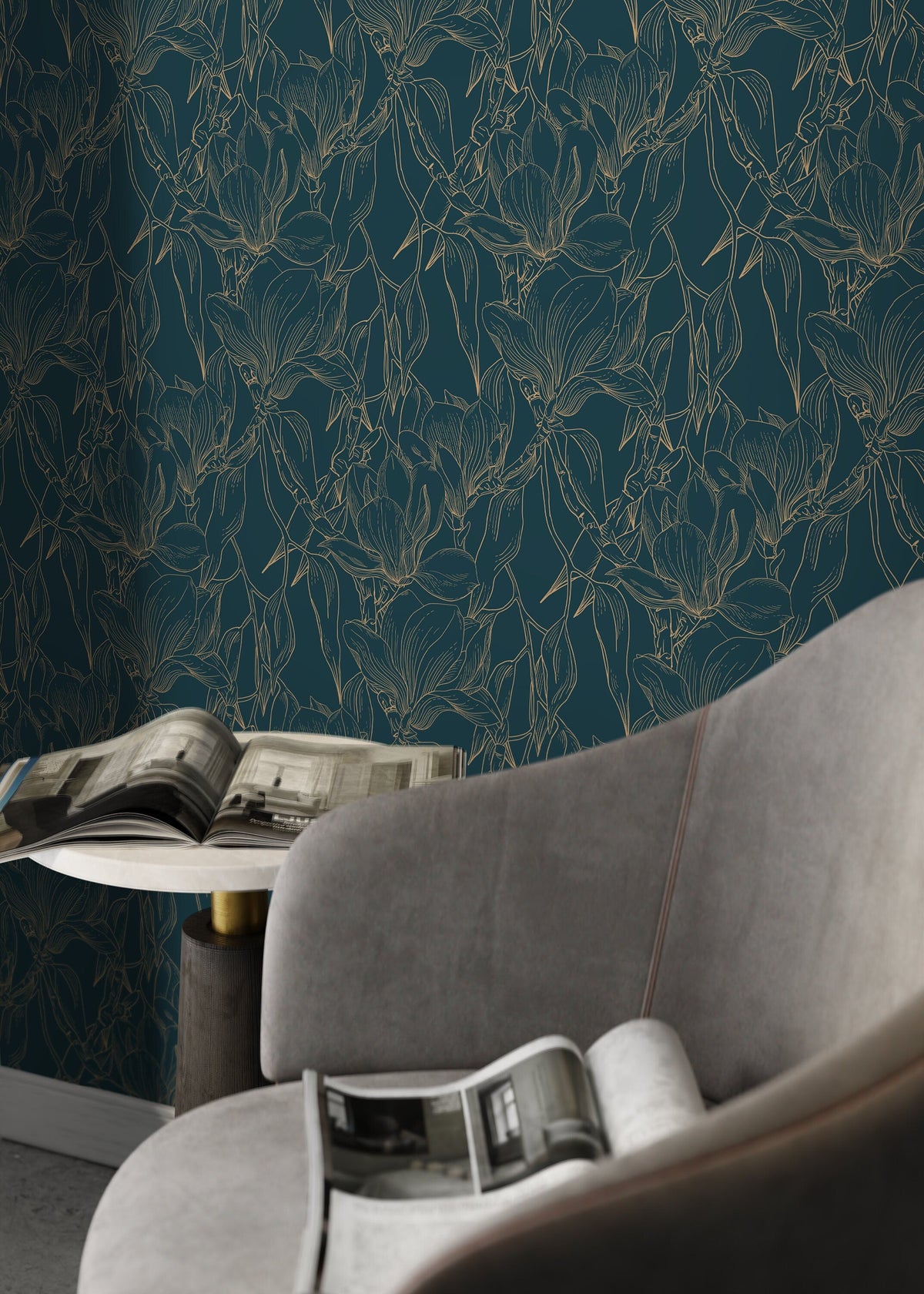 Dark Vintage Floral Wallpaper / Peel and Stick Wallpaper Removable Wallpaper Home Decor Wall Art Wall Decor Room Decor - D027