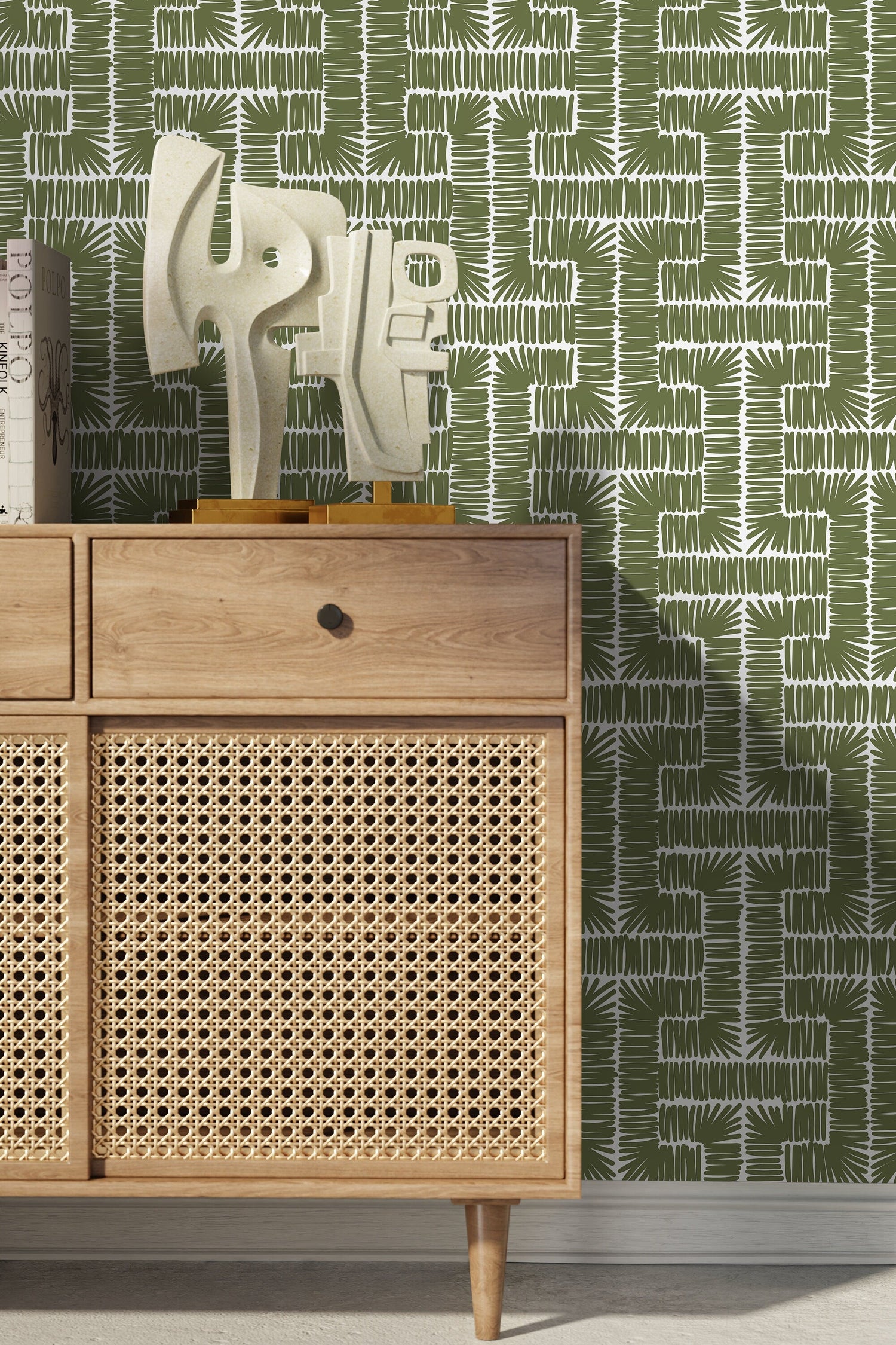 Green Modern Wallpaper / Peel and Stick Wallpaper Removable Wallpaper Home Decor Wall Art Wall Decor Room Decor - D047