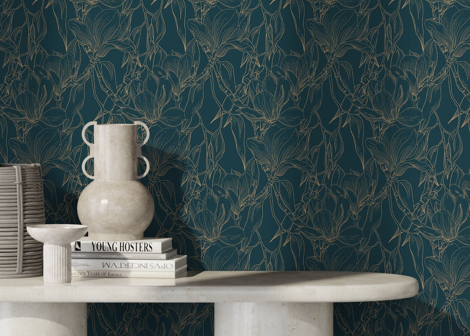 Dark Vintage Floral Wallpaper / Peel and Stick Wallpaper Removable Wallpaper Home Decor Wall Art Wall Decor Room Decor - D027