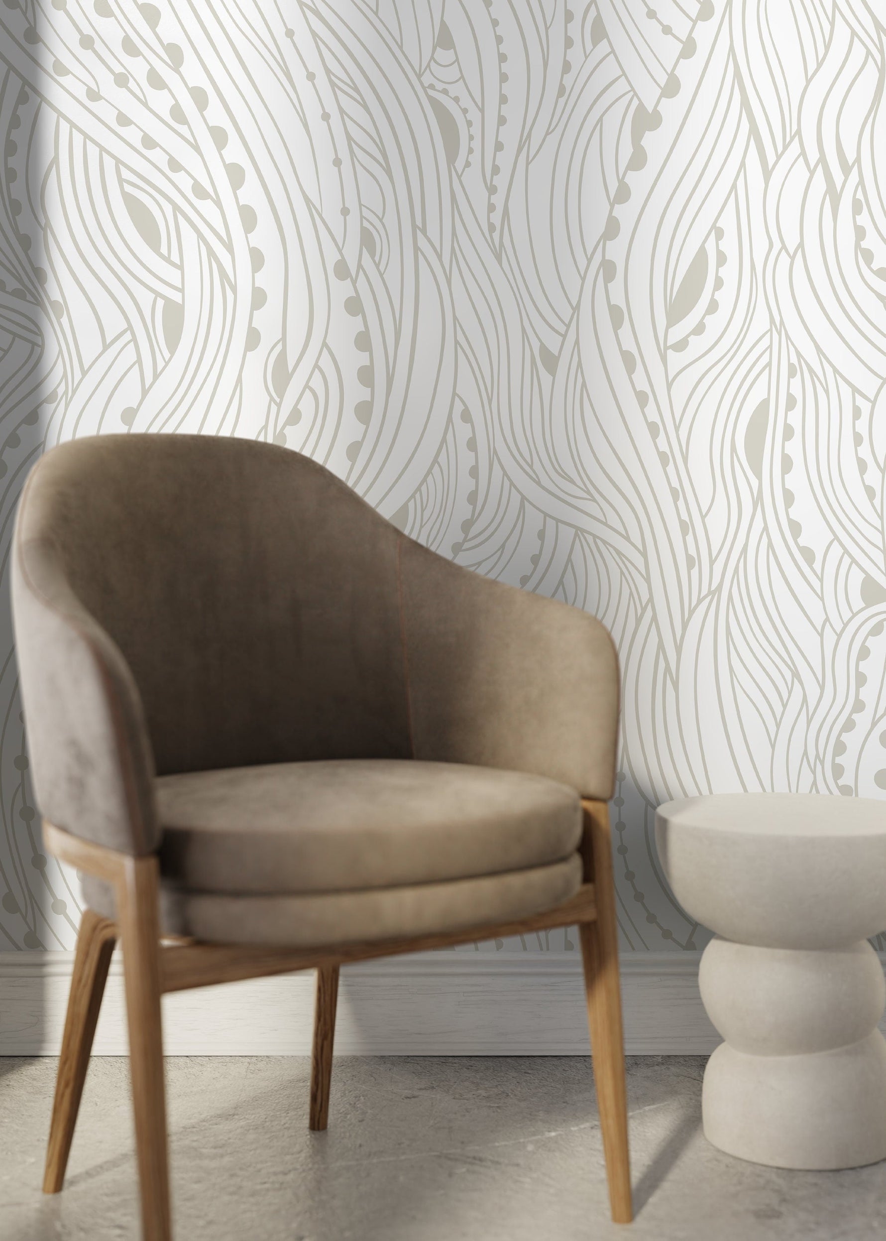 Neutral Abstract Wallpaper / Peel and Stick Wallpaper Removable Wallpaper Home Decor Wall Art Wall Decor Room Decor - D177