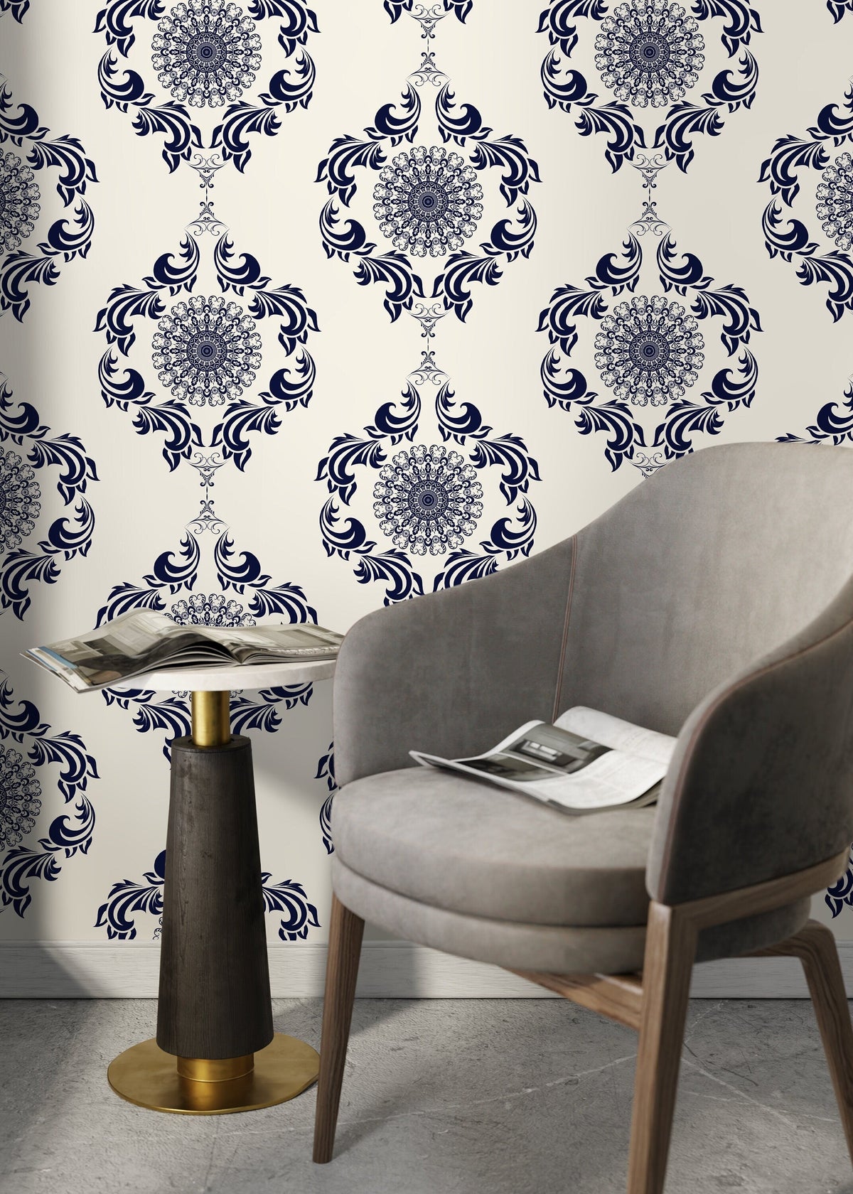 Vintage Ornamental Wallpaper / Peel and Stick Wallpaper Removable Wallpaper Home Decor Wall Art Wall Decor Room Decor - D231