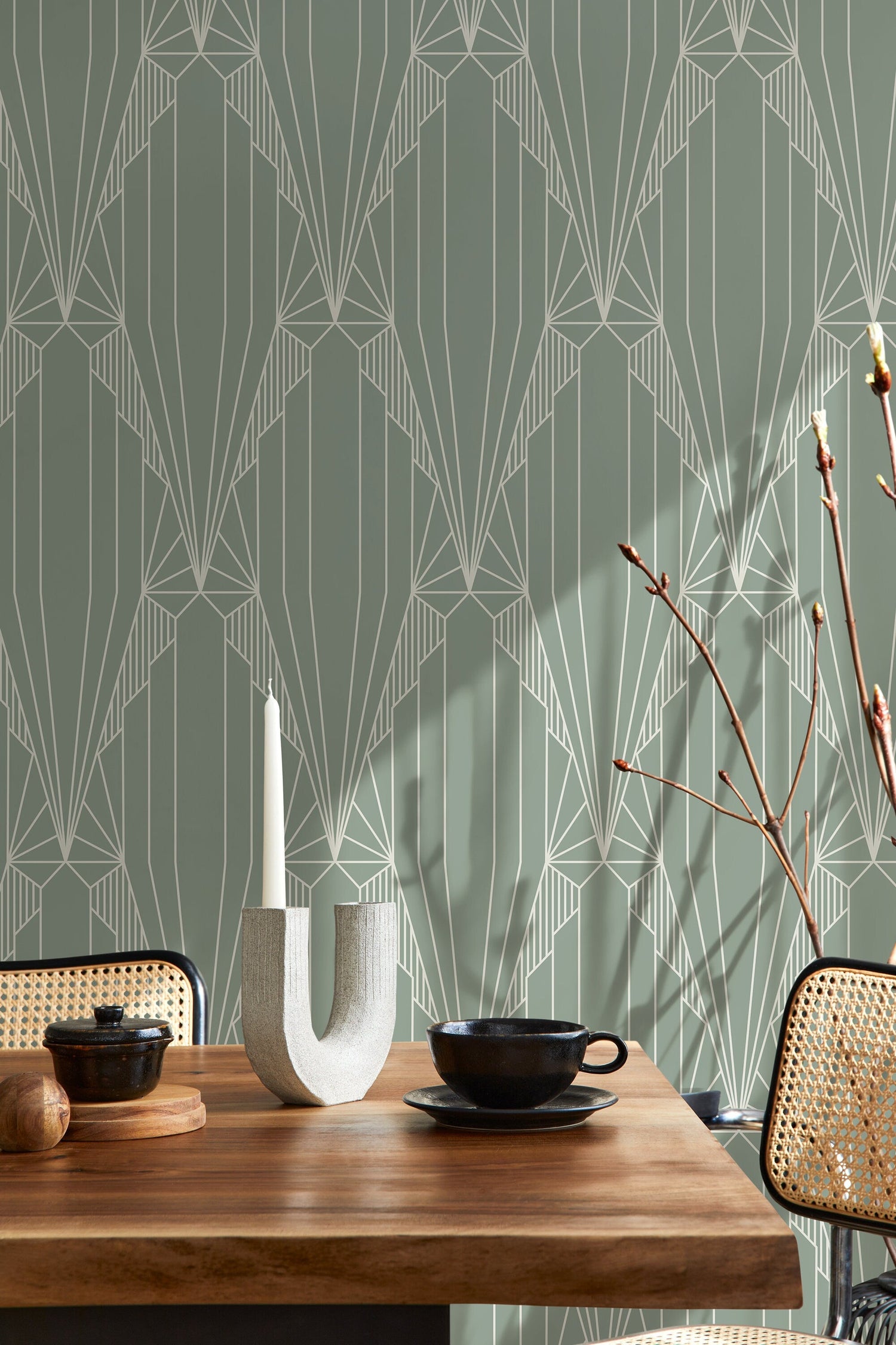 Elegant Abstract Geometric Wallpaper / Peel and Stick Wallpaper Removable Wallpaper Home Decor Wall Art Wall Decor Room Decor - D242