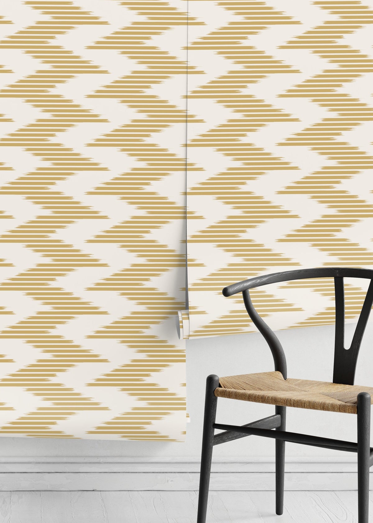 Yellow Chevron Wallpaper / Peel and Stick Wallpaper Removable Wallpaper Home Decor Wall Art Wall Decor Room Decor - D207