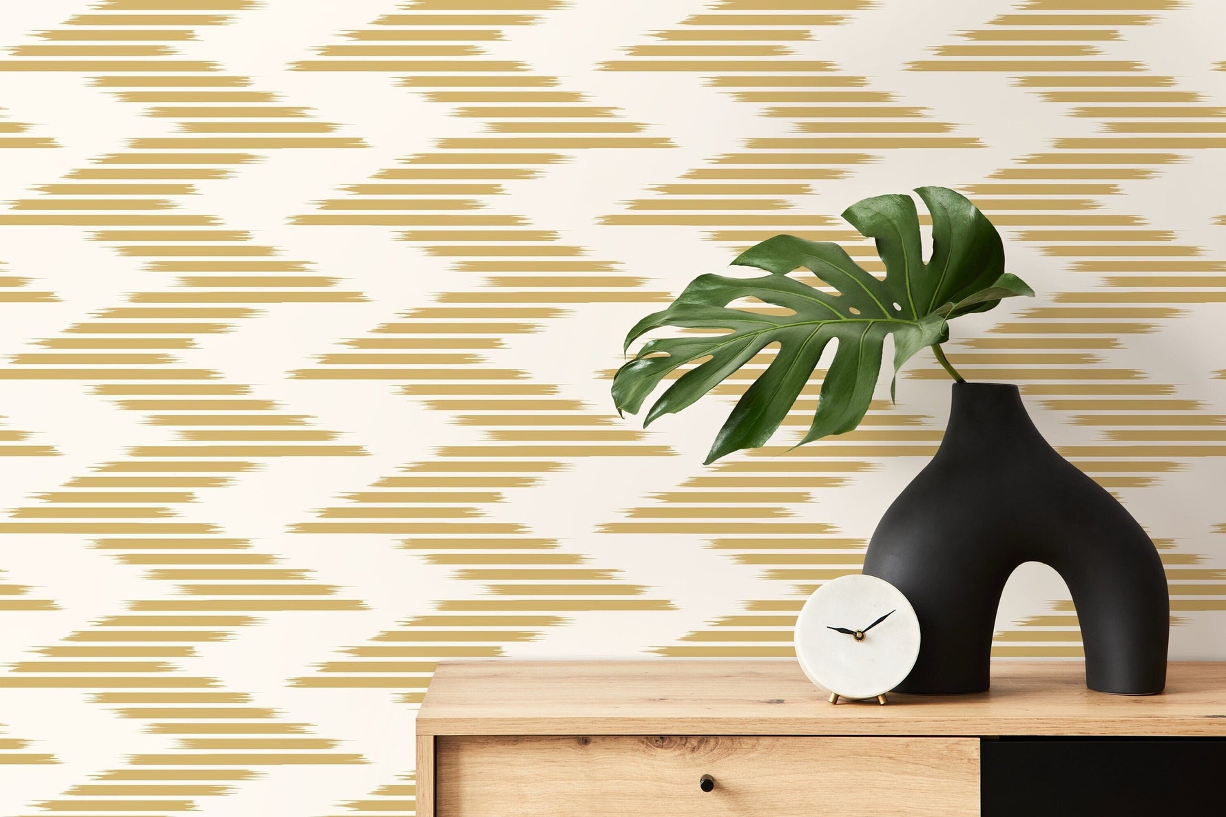 Yellow Chevron Wallpaper / Peel and Stick Wallpaper Removable Wallpaper Home Decor Wall Art Wall Decor Room Decor - D207