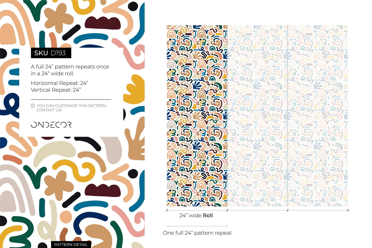 Colorful Matisse Style Wallpaper / Peel and Stick Wallpaper Removable Wallpaper Home Decor Wall Art Wall Decor Room Decor - D193