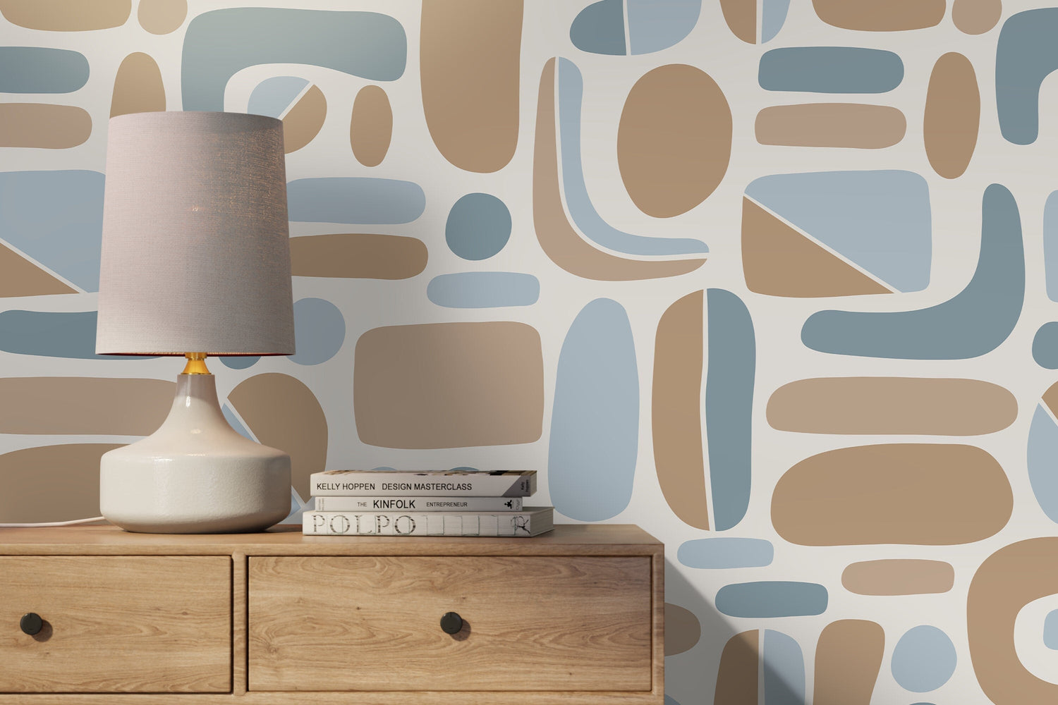 Light Blue Abstract Shapes Wallpaper / Peel and Stick Wallpaper Removable Wallpaper Home Decor Wall Art Wall Decor Room Decor - D304