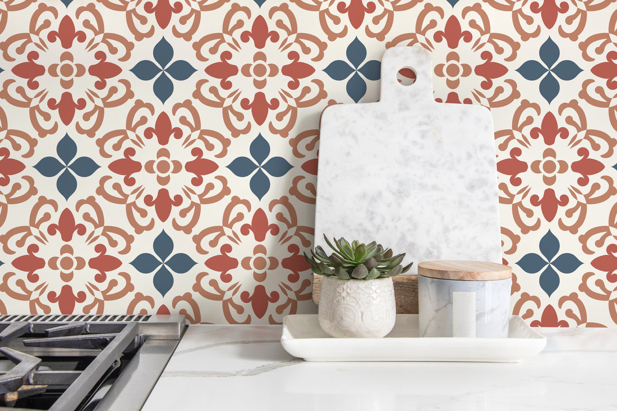 Modern Tile Wallpaper / Peel and Stick Wallpaper Removable Wallpaper Home Decor Wall Art Wall Decor Room Decor - D181