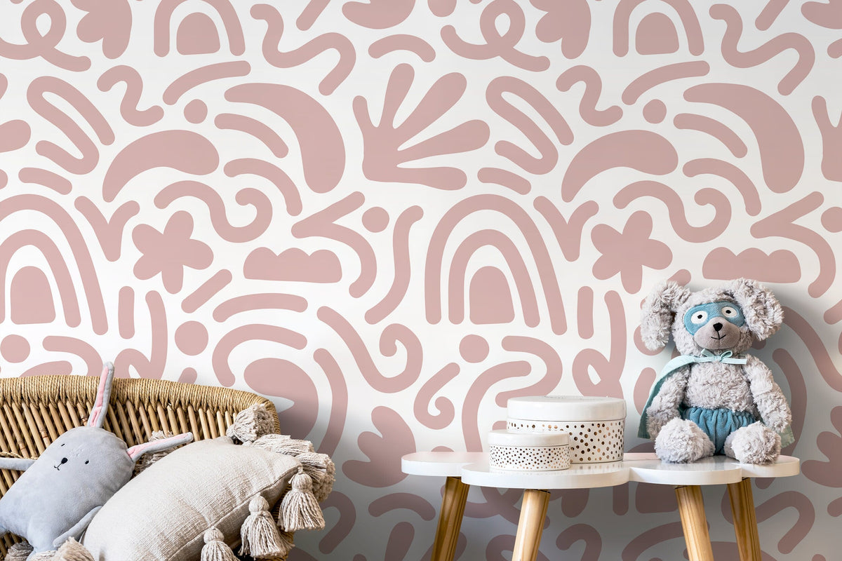 Old Rose Matisse Style Wallpaper / Peel and Stick Wallpaper Removable Wallpaper Home Decor Wall Art Wall Decor Room Decor - D192
