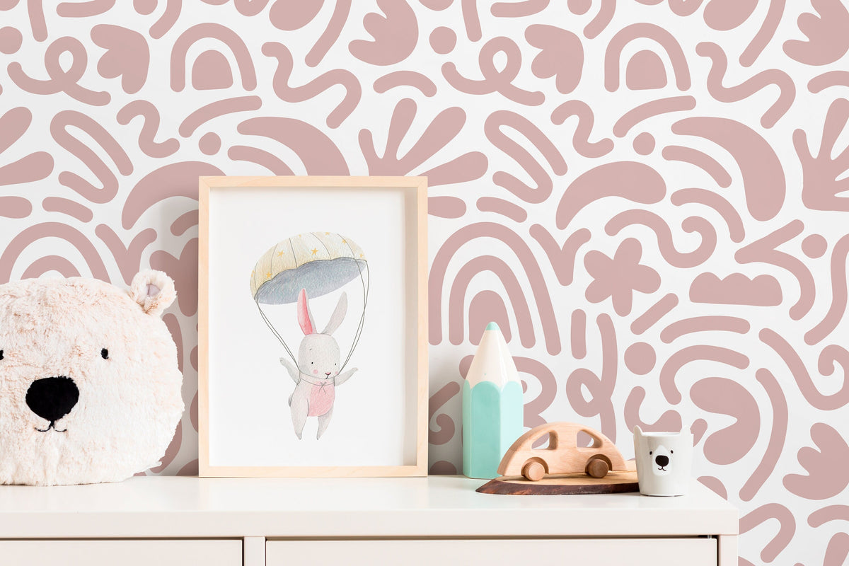Old Rose Matisse Style Wallpaper / Peel and Stick Wallpaper Removable Wallpaper Home Decor Wall Art Wall Decor Room Decor - D192