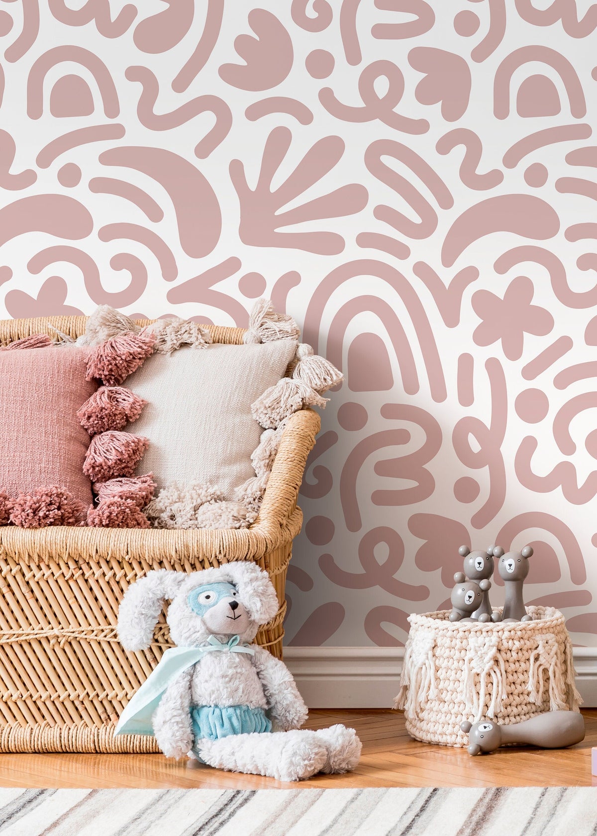 Old Rose Matisse Style Wallpaper / Peel and Stick Wallpaper Removable Wallpaper Home Decor Wall Art Wall Decor Room Decor - D192