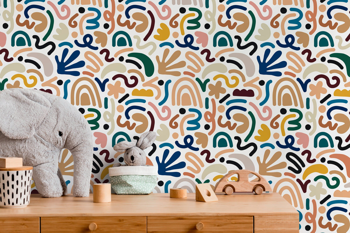 Colorful Matisse Style Wallpaper / Peel and Stick Wallpaper Removable Wallpaper Home Decor Wall Art Wall Decor Room Decor - D193