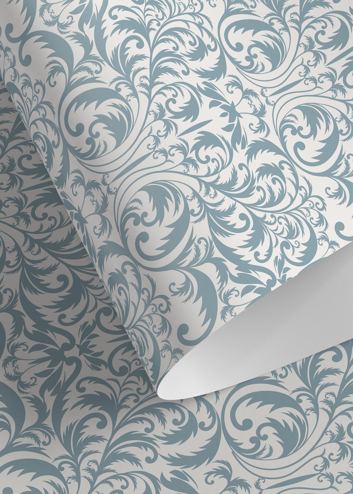 Light Blue Victorian Wallpaper / Peel and Stick Wallpaper Removable Wallpaper Home Decor Wall Art Wall Decor Room Decor - D365