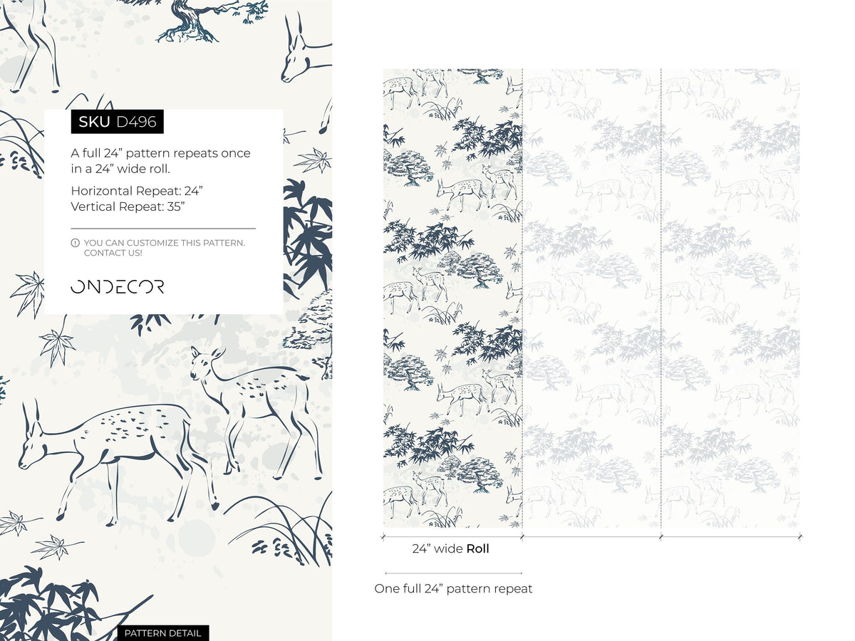 Japanese Forest Wallpaper / Peel and Stick Wallpaper Removable Wallpaper Home Decor Wall Art Wall Decor Room Decor - D496