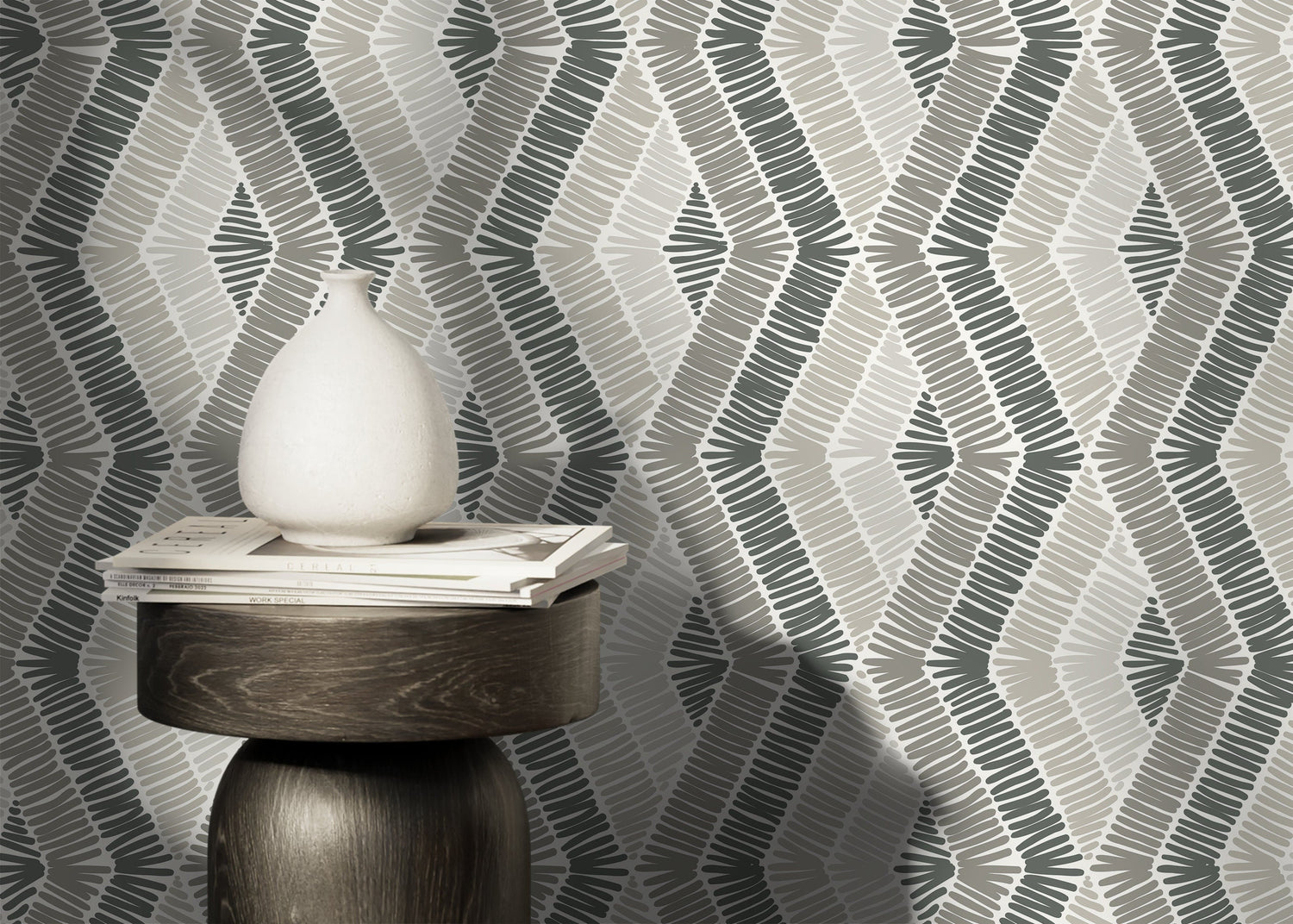 Gray Chevron Wallpaper / Peel and Stick Wallpaper Removable Wallpaper Home Decor Wall Art Wall Decor Room Decor - D511