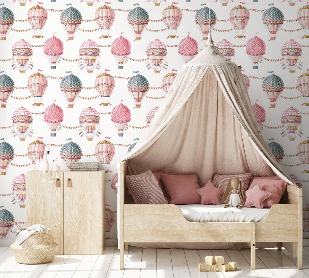 Balloon Nursery Wallpaper / Peel and Stick Wallpaper Removable Wallpaper Home Decor Wall Art Wall Decor Room Decor - D532