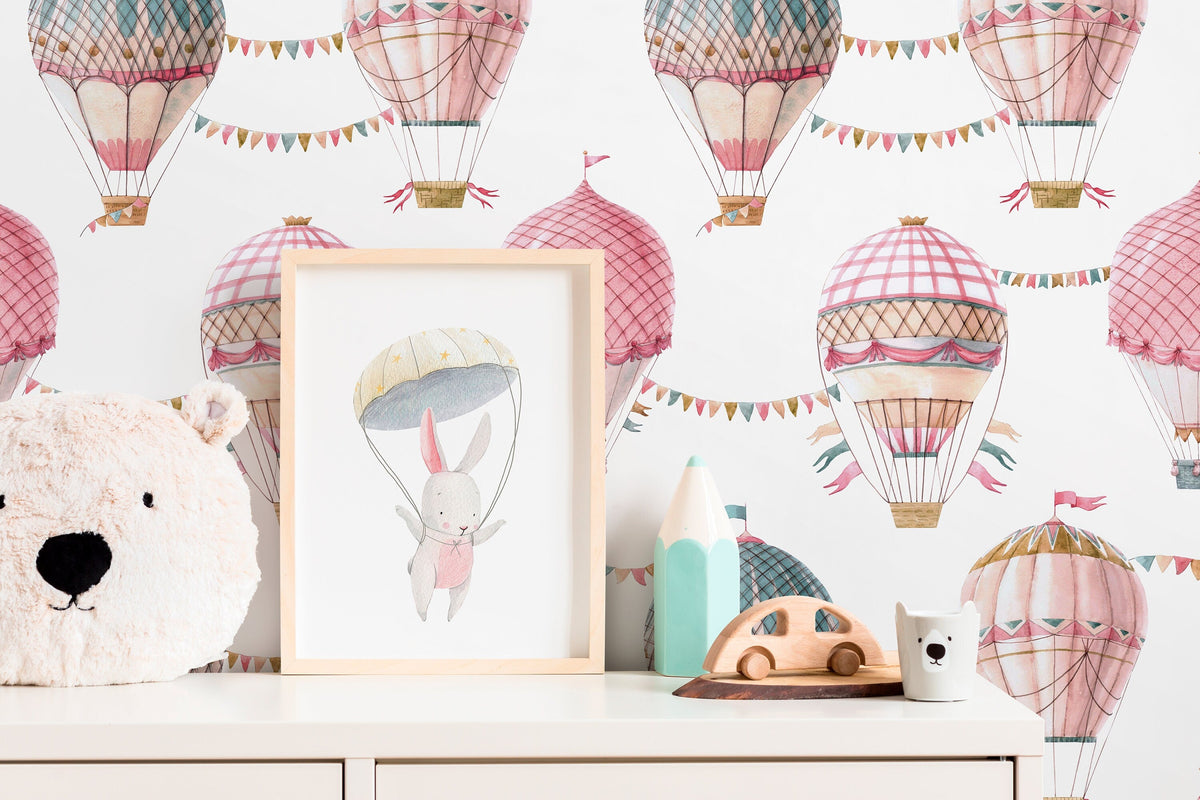 Balloon Nursery Wallpaper / Peel and Stick Wallpaper Removable Wallpaper Home Decor Wall Art Wall Decor Room Decor - D532