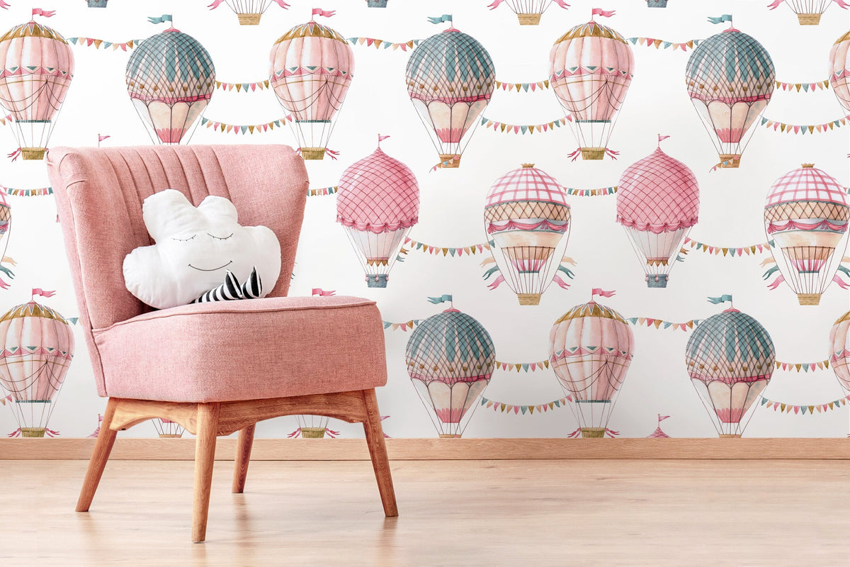 Balloon Nursery Wallpaper / Peel and Stick Wallpaper Removable Wallpaper Home Decor Wall Art Wall Decor Room Decor - D532