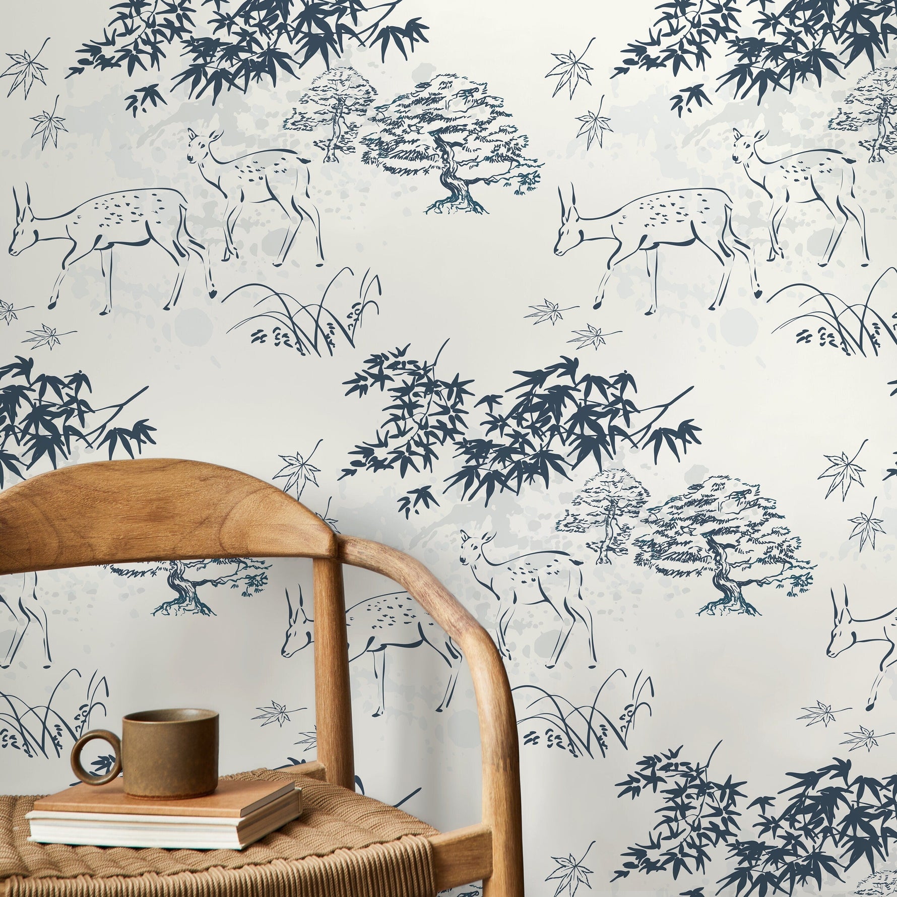 Japanese Forest Wallpaper / Peel and Stick Wallpaper Removable Wallpaper Home Decor Wall Art Wall Decor Room Decor - D496