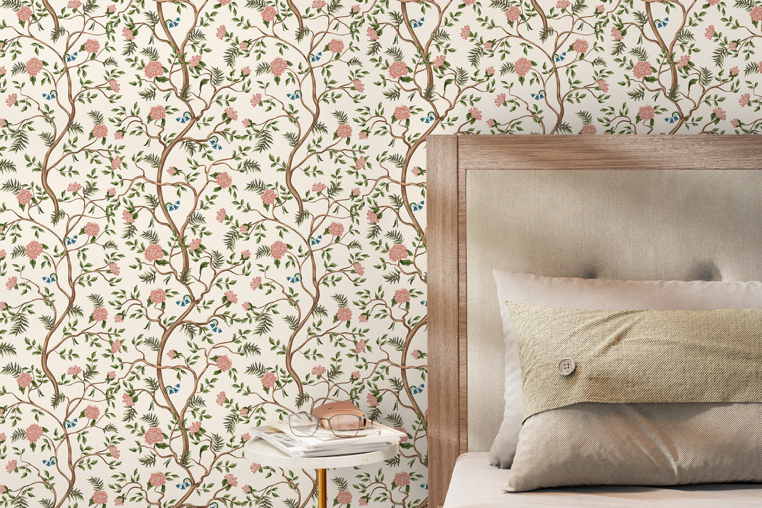 Chinoiserie Garden Wallpaper / Peel and Stick Wallpaper Removable Wallpaper Home Decor Wall Art Wall Decor Room Decor - D502