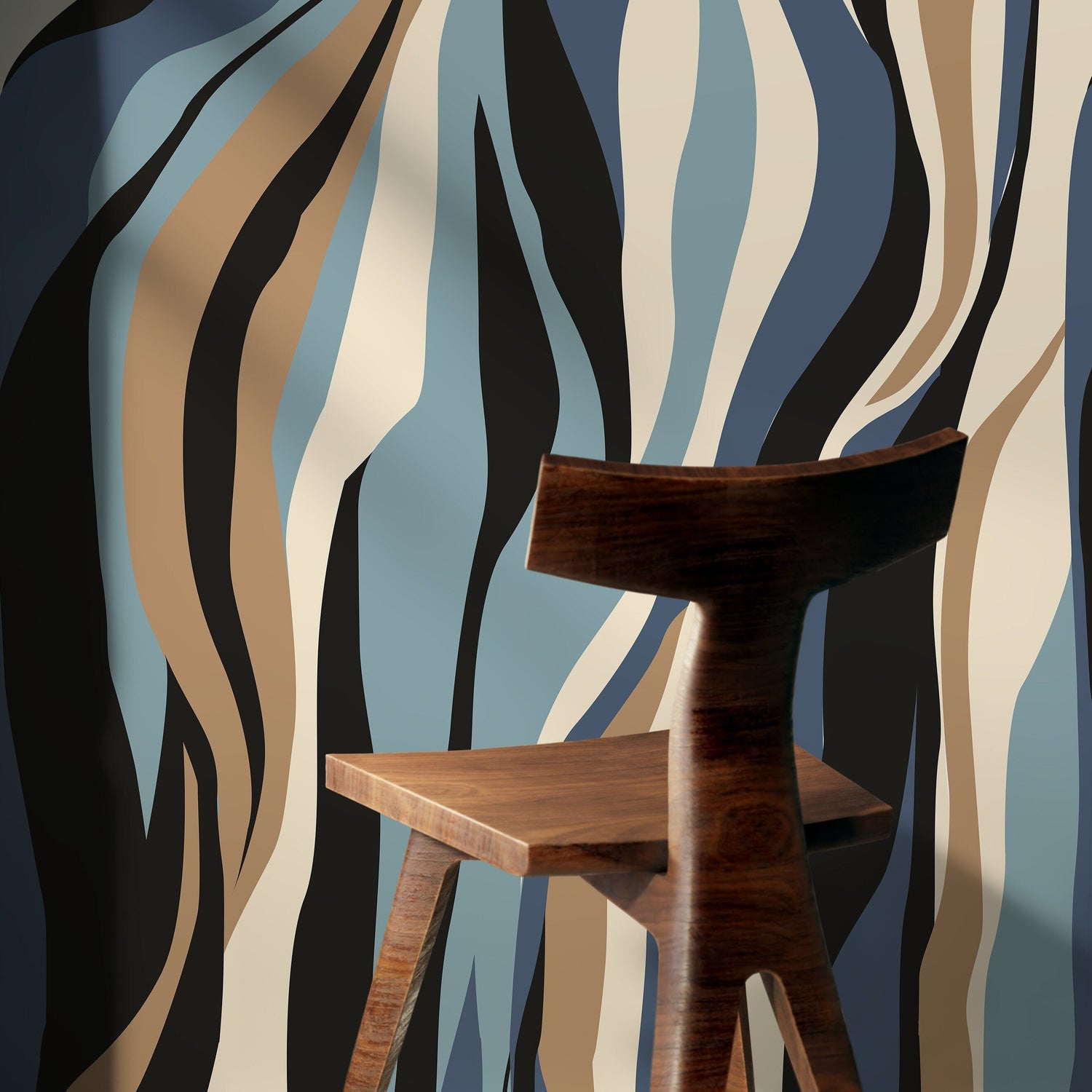 Abstract Waves Wallpaper Contemporary art Wallpaper Peel and Stick and Traditional Wallpaper - D614