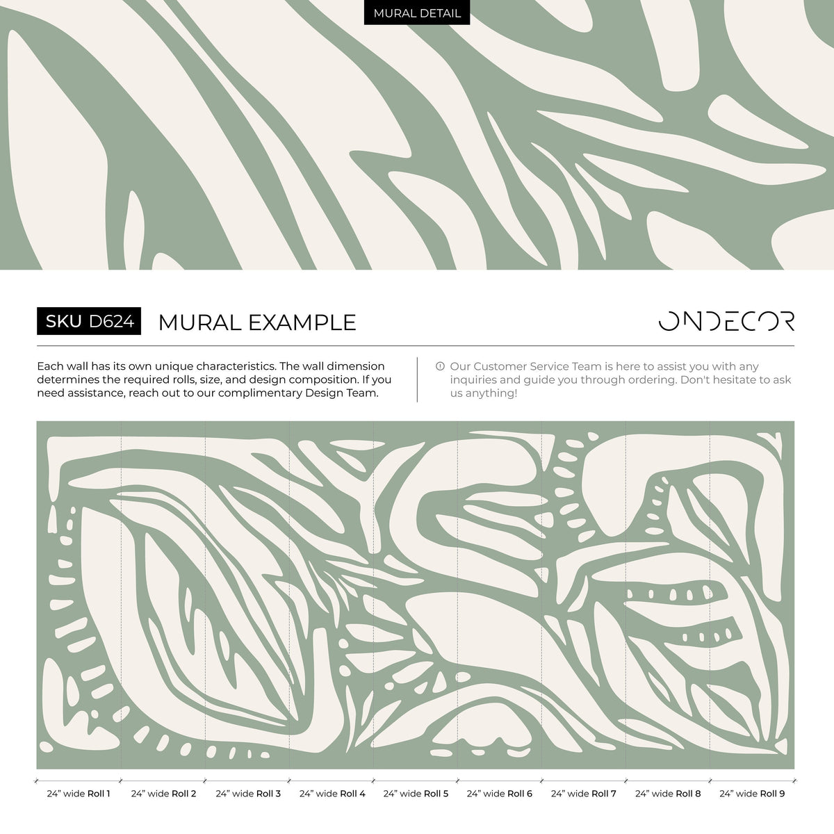 Light Green Abstract Art Wallpaper Large Boho Wallpaper Peel and Stick and Traditional Wallpaper - D624
