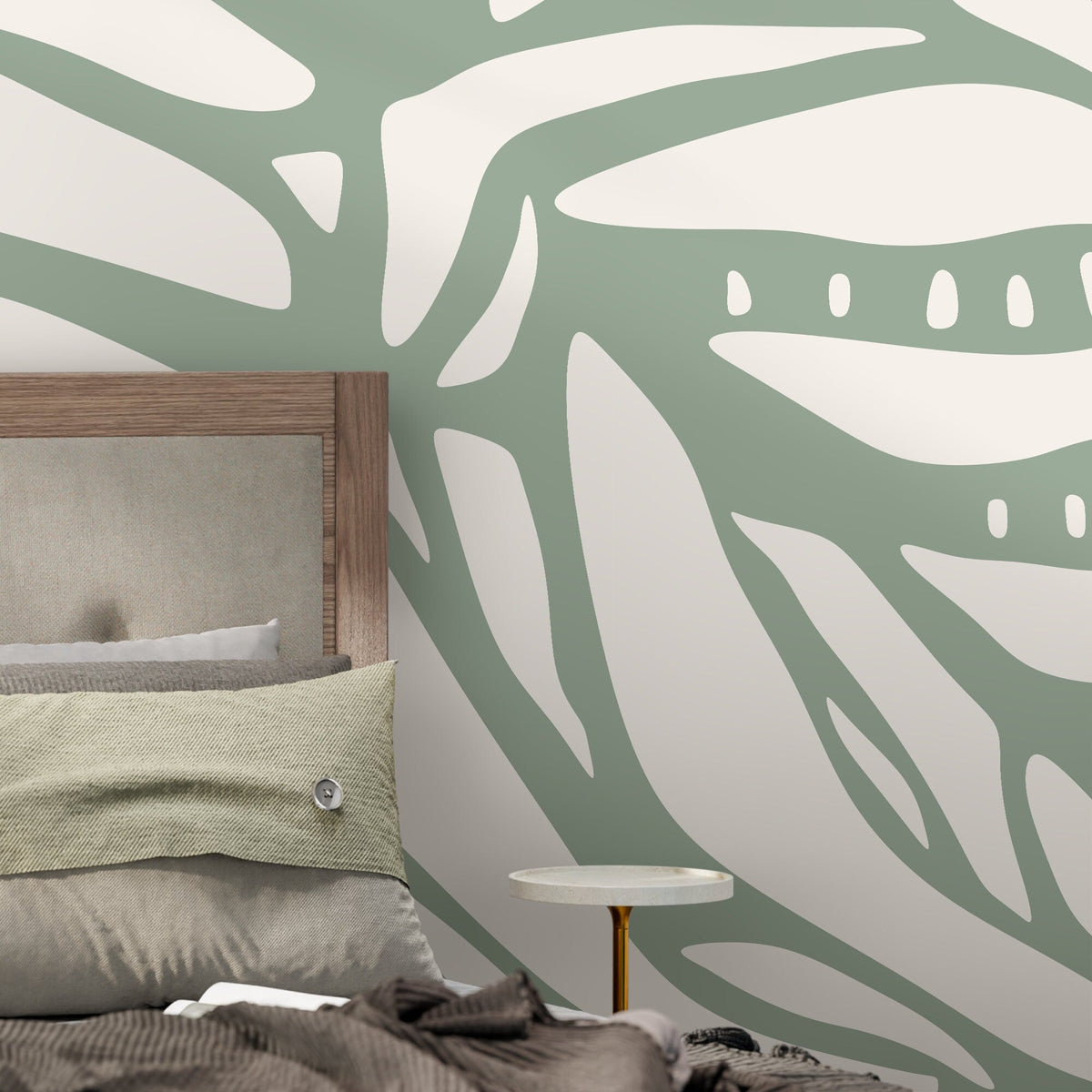 Light Green Abstract Art Wallpaper Large Boho Wallpaper Peel and Stick and Traditional Wallpaper - D624