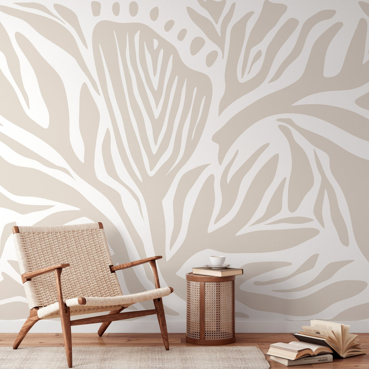 Neutral Abstract Wallpaper Contemporary Mural Peel and Stick and Traditional Wallpaper - D695