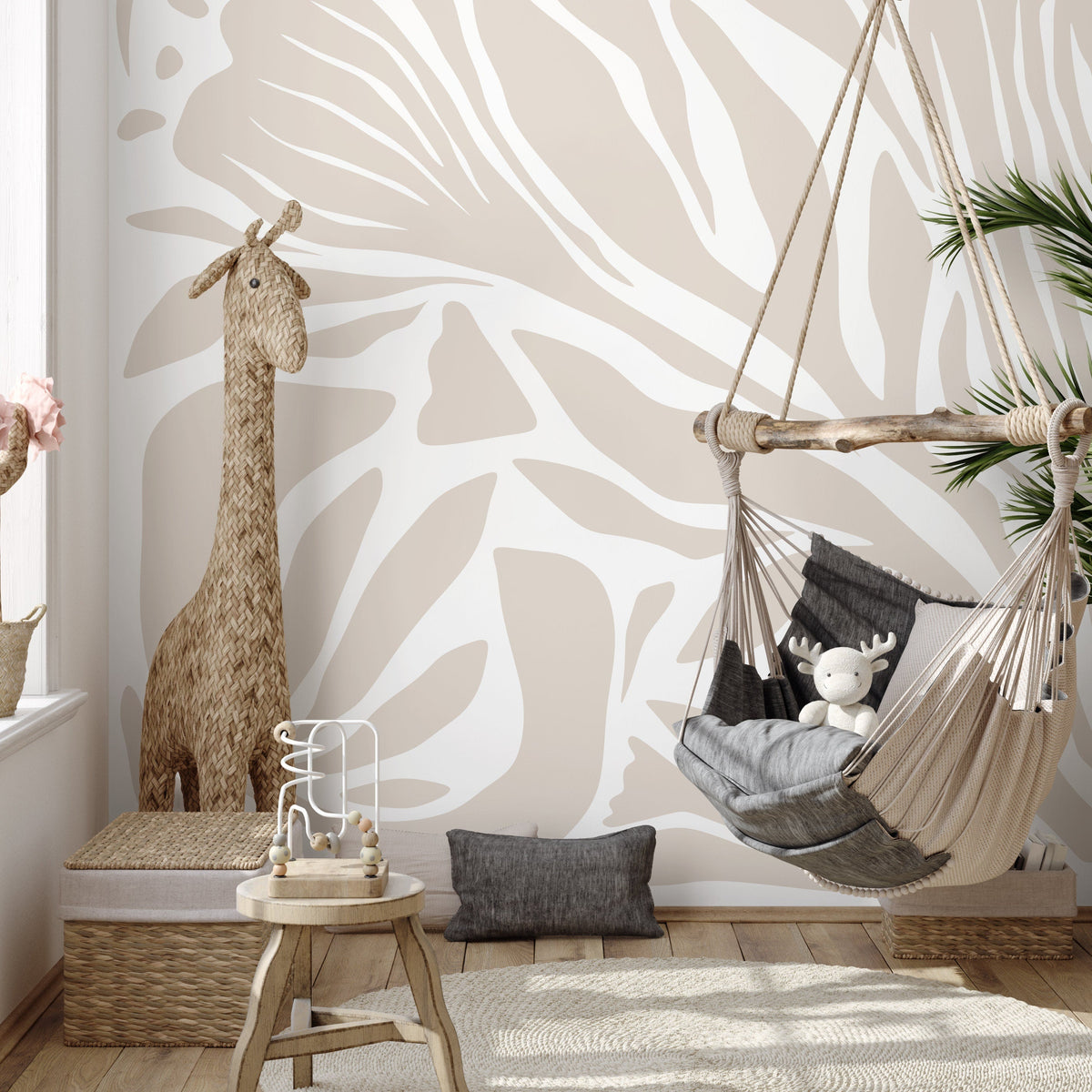 Neutral Abstract Wallpaper Contemporary Mural Peel and Stick and Traditional Wallpaper - D695