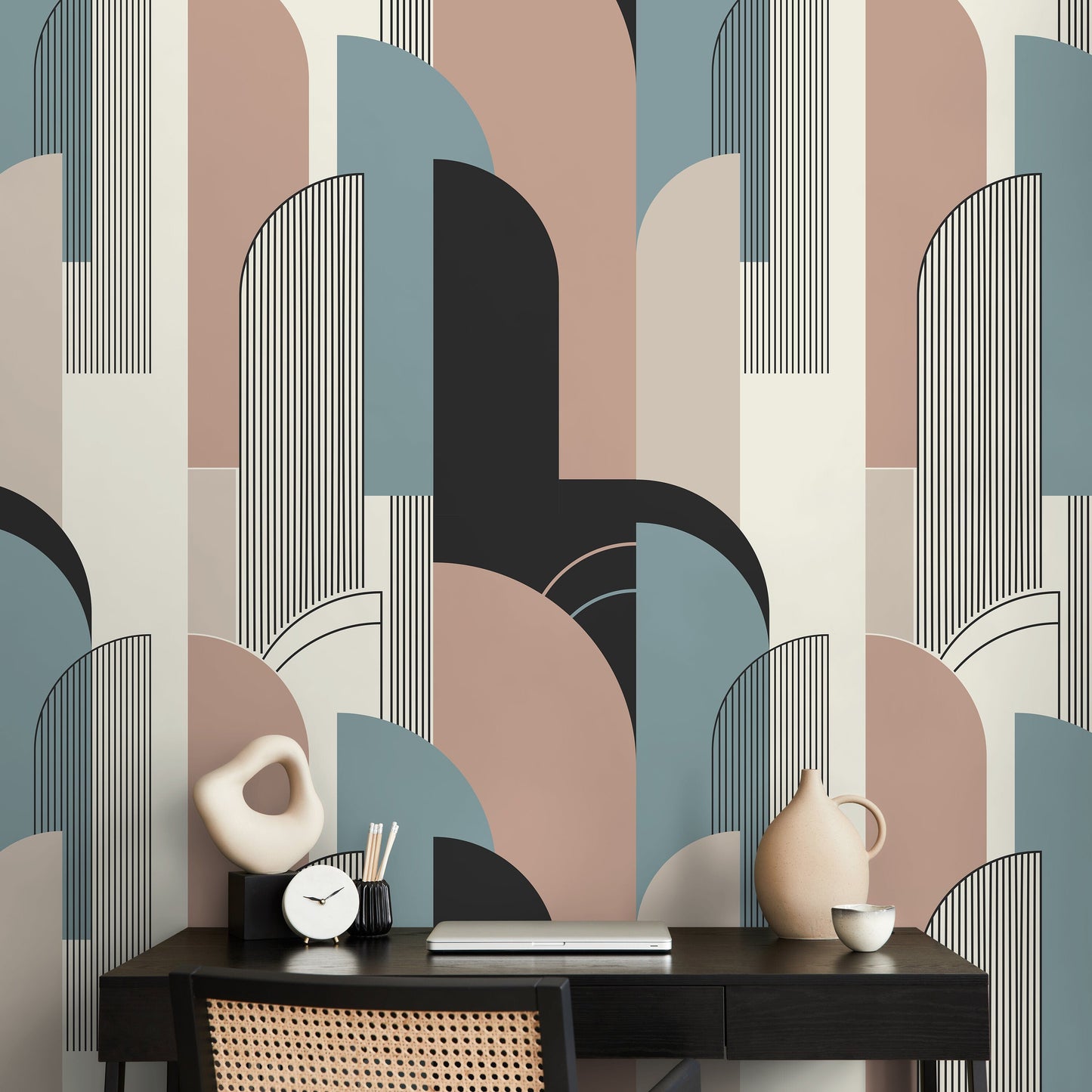 Abstract Geometric Wallpaper Contemporary Art Wallpaper Peel and Stick and Traditional Wallpaper - D621