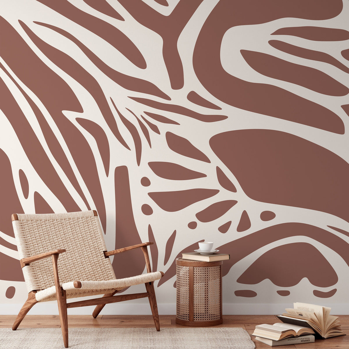 Brown Abstract Art Wallpaper Large Boho Wallpaper Peel and Stick and Traditional Wallpaper - D622
