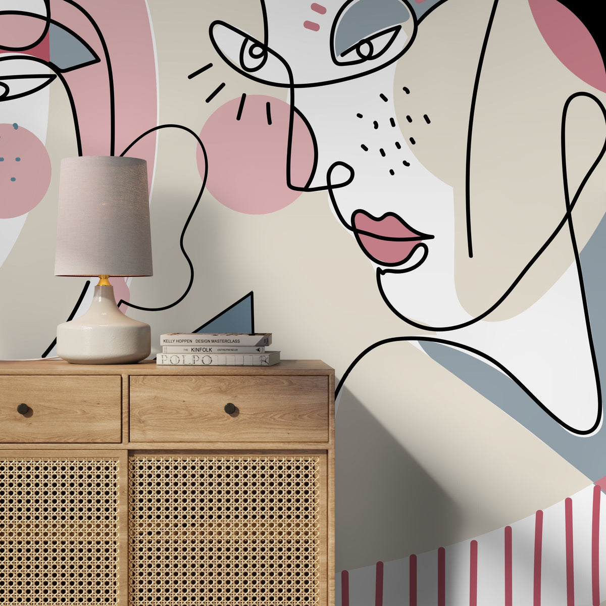 Surreal Abstract Mural Line Art Wallpaper Peel and Stick Wallpaper Home Decor - D603