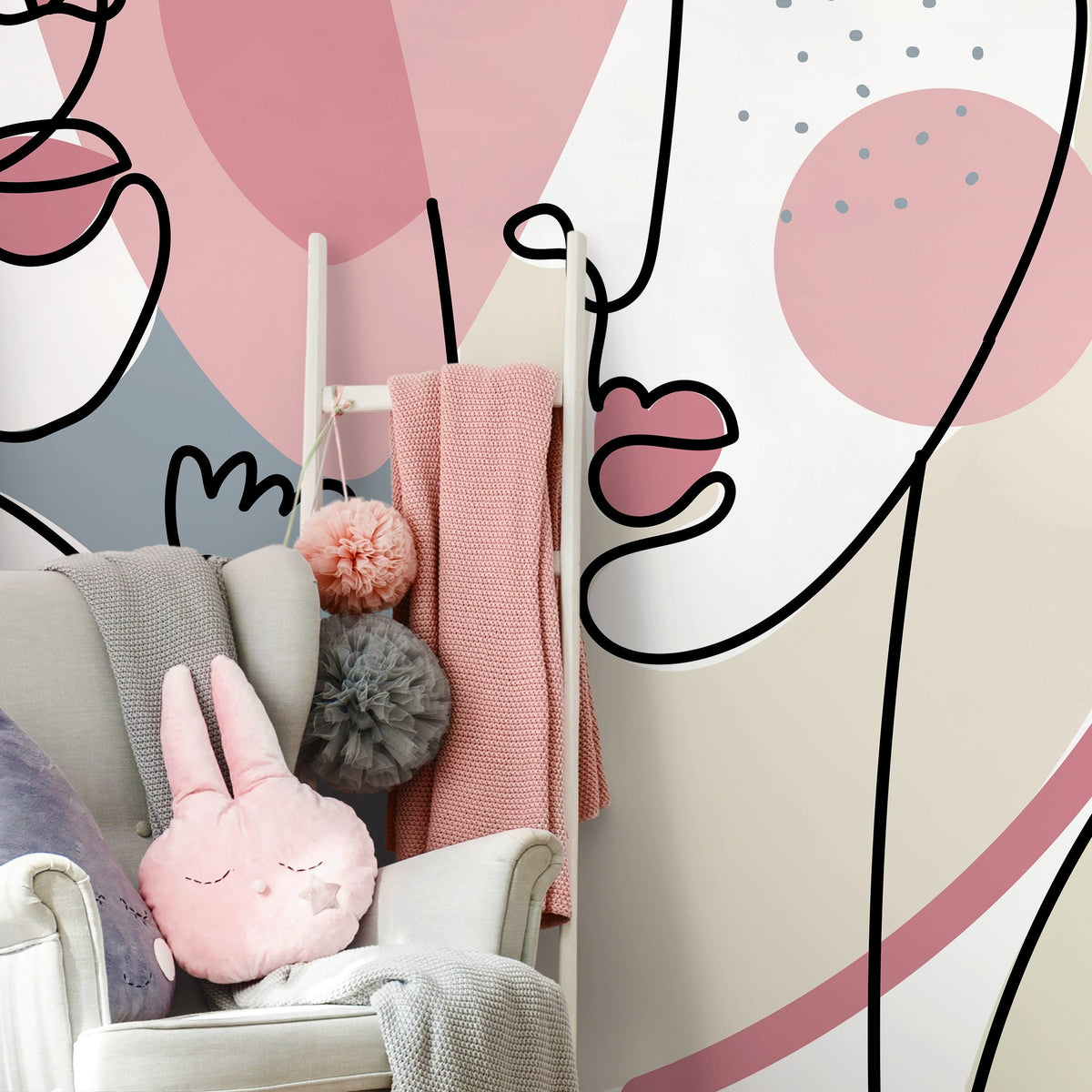 Surreal Abstract Mural Line Art Wallpaper Peel and Stick Wallpaper Home Decor - D603
