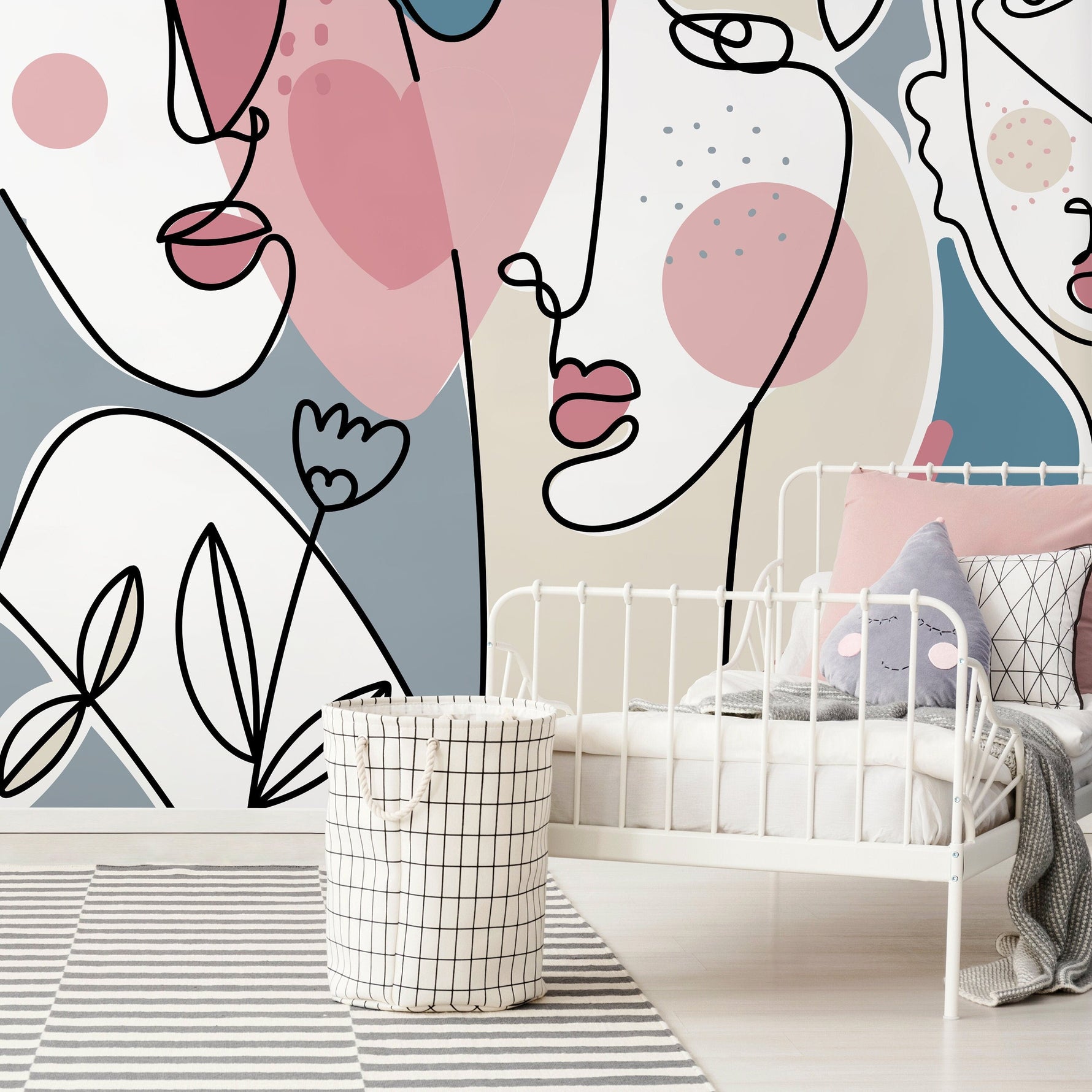 Surreal Abstract Mural Line Art Wallpaper Peel and Stick Wallpaper Home Decor - D603