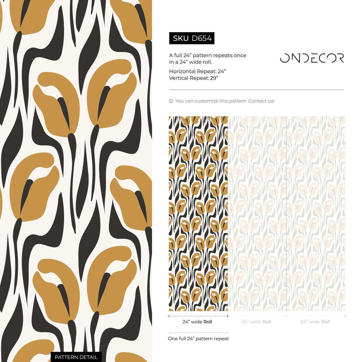 Retro Yellow Floral Wallpaper Vintage Wallpaper Peel and Stick and Traditional Wallpaper - D654