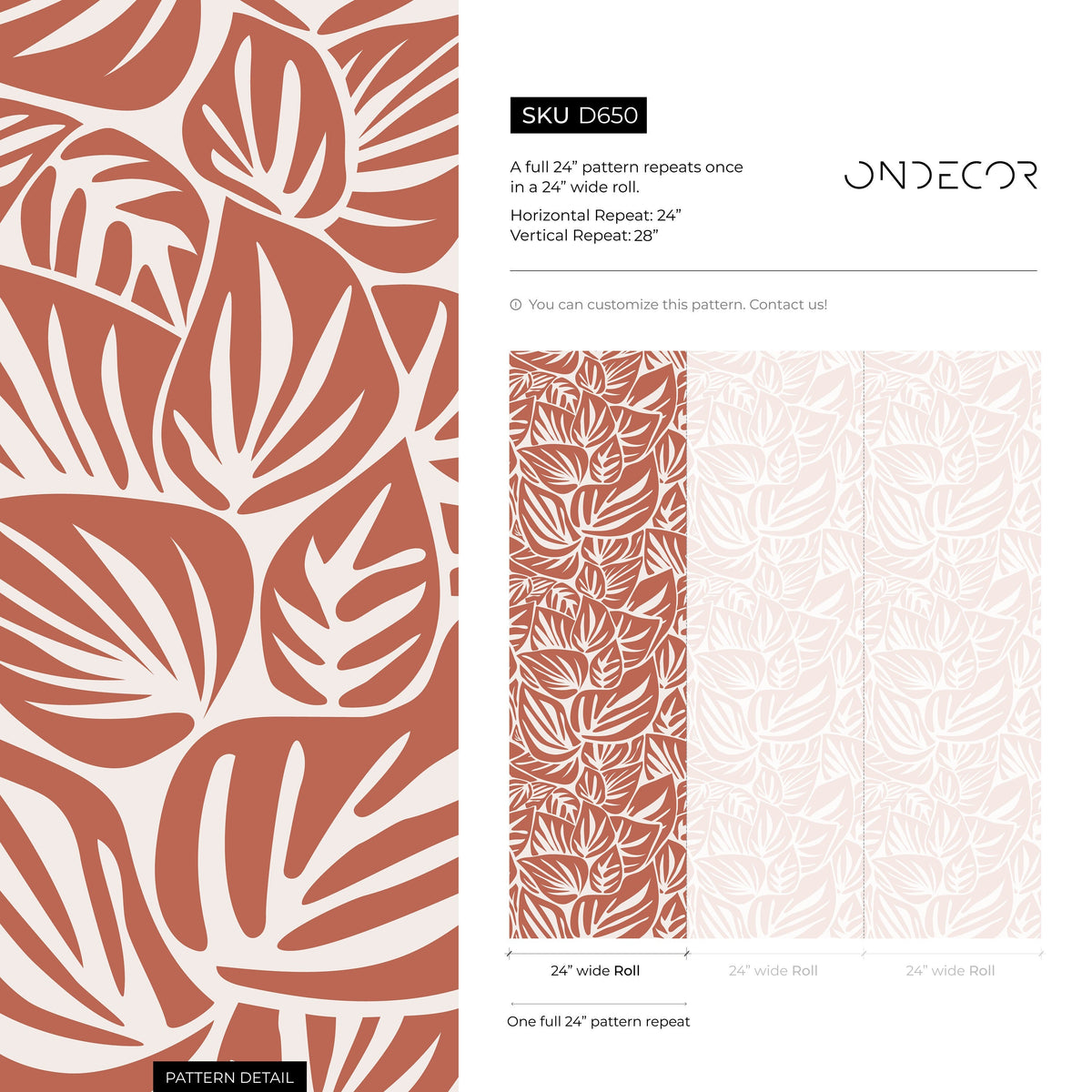 Red Leaf Wallpaper Modern Wallpaper Peel and Stick and Traditional Wallpaper - D650