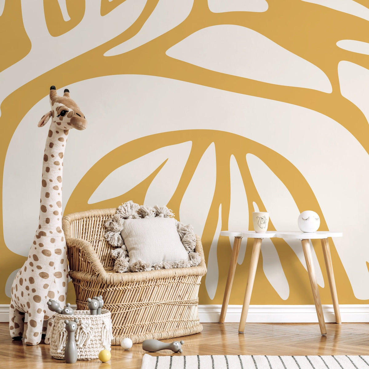 Yellow Abstract Art Wallpaper Large Modern Wallpaper Peel and Stick and Traditional Wallpaper - D632