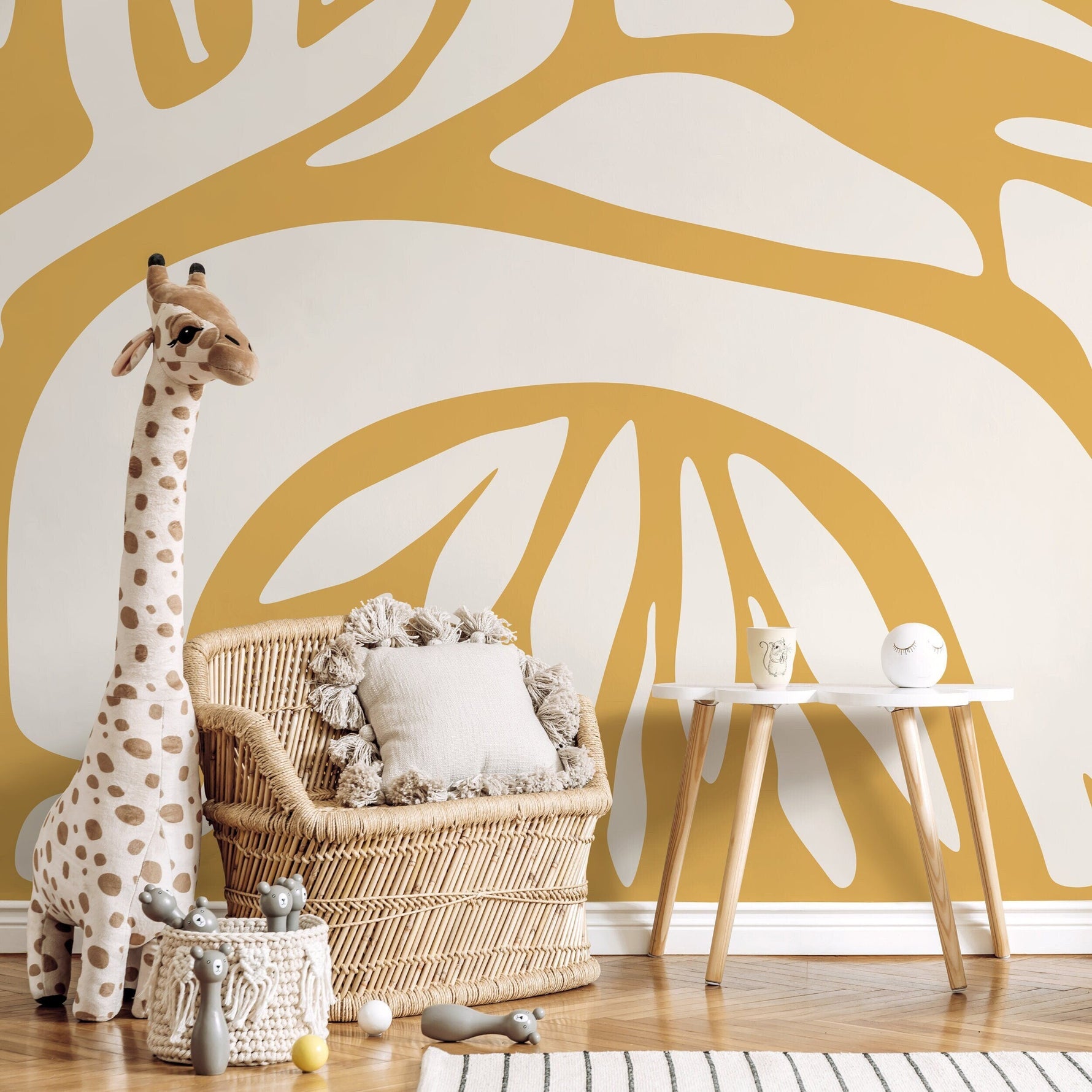 Yellow Abstract Art Wallpaper Large Modern Wallpaper Peel and Stick and Traditional Wallpaper - D632