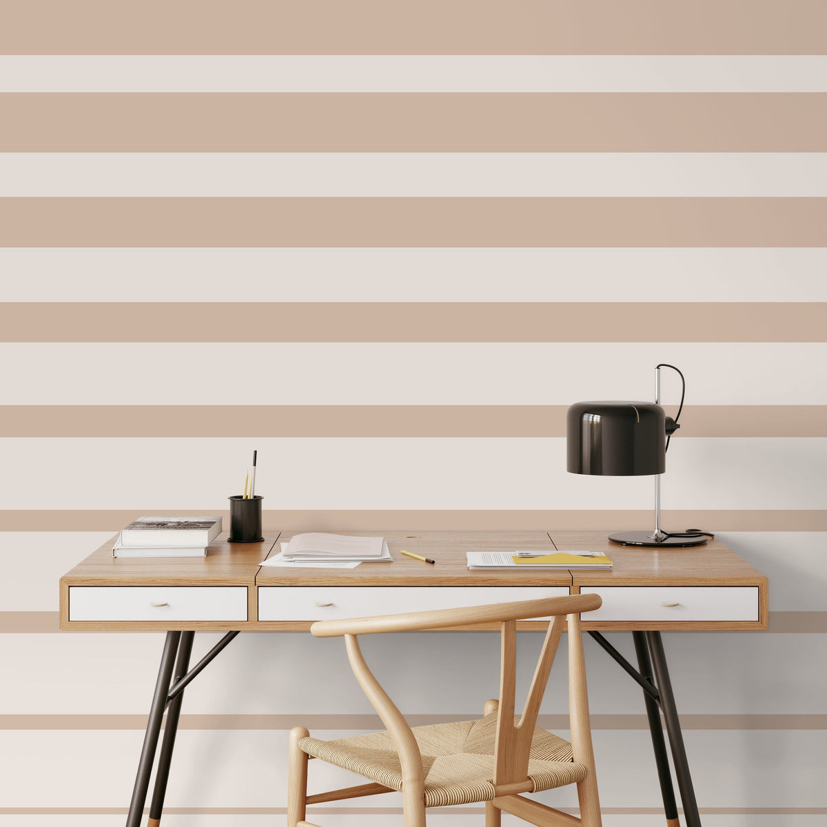 Neutral Striped Wallpaper Modern Wallpaper Peel and Stick and Traditional Wallpaper - D730